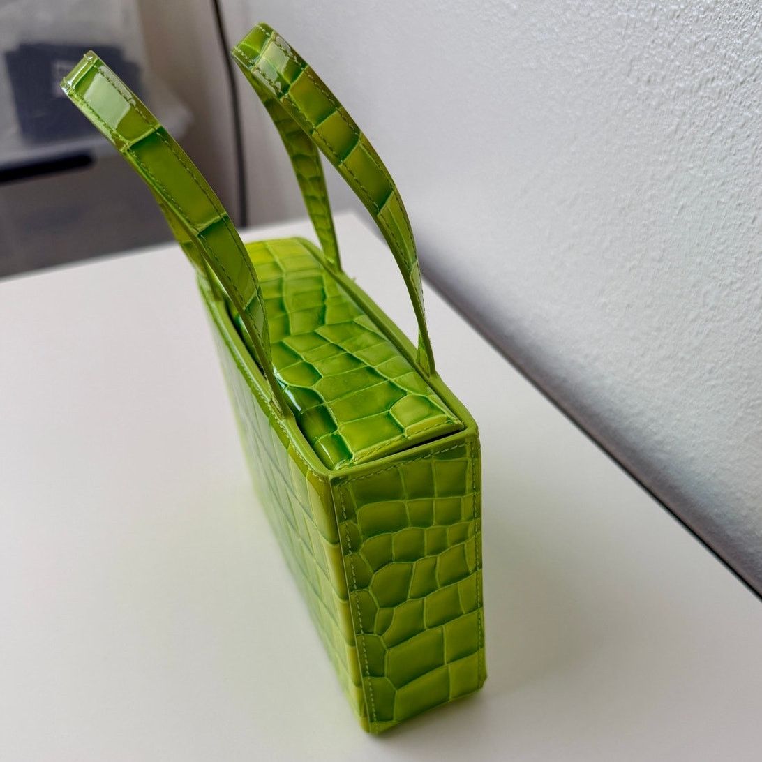 Amina Muaddi EUC Amina Muaddi Mini Croc Embossed Lime Green Bag Size ONE SIZE - 14 Thumbnail