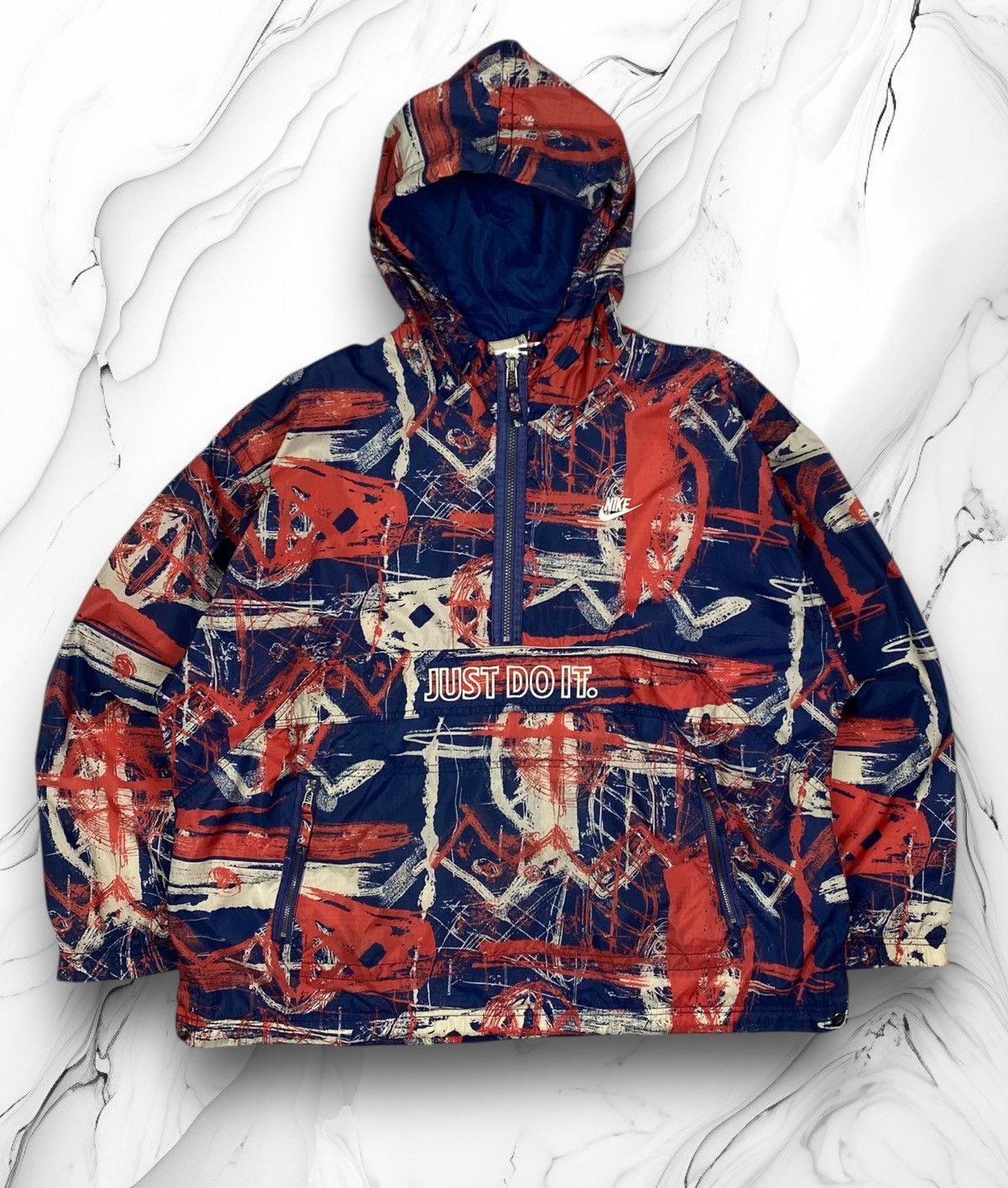 Nike Vintage 90s Nike Nylon Jacket 1/2 Zip Anorak Jacket Men’s Size US XL / EU 56 / 4 - 1 Thumbnail