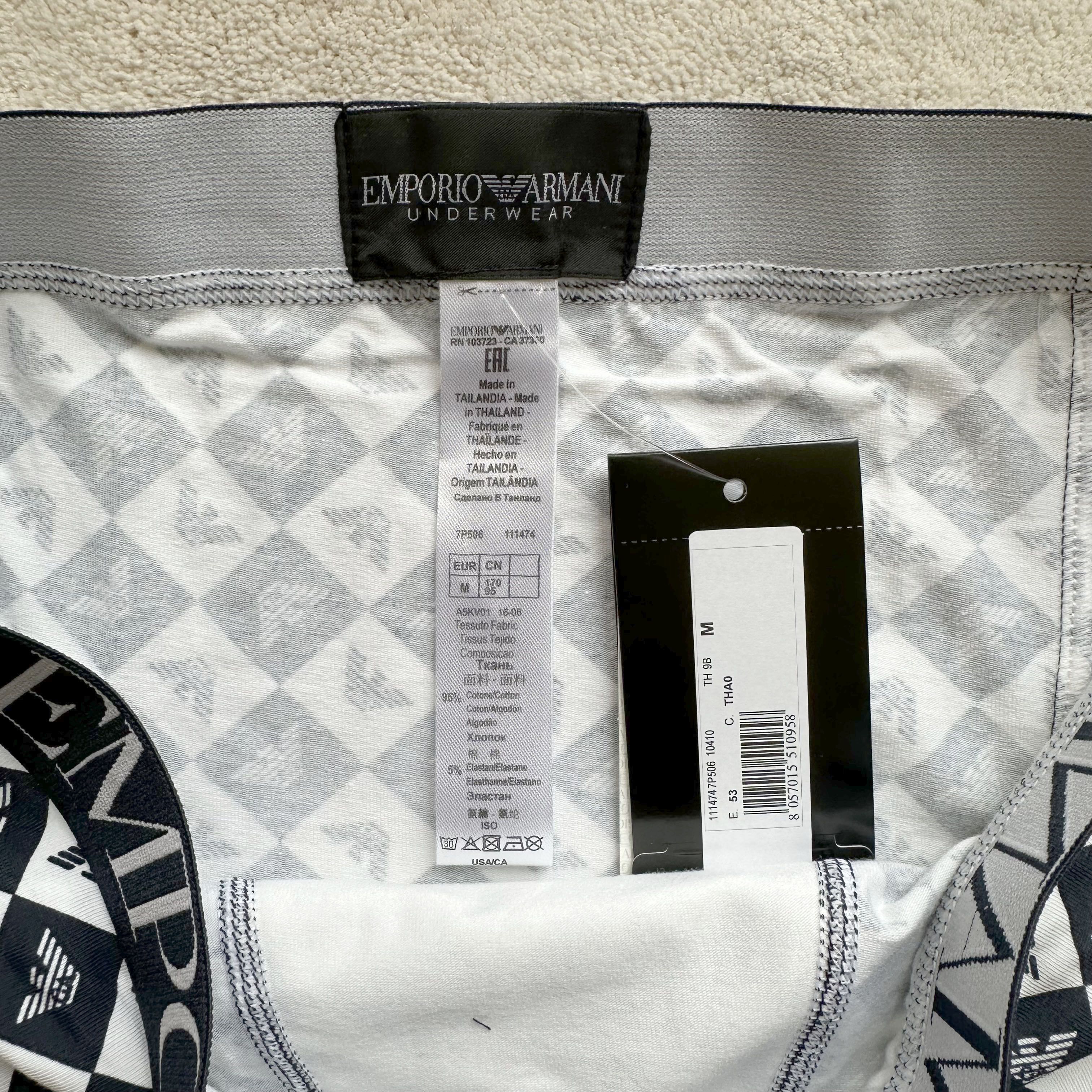 Emporio Armani GA EMPORIO ARMANI All-Over Logo STRETCH COTTON TRUNKS Sz M Size 32 - 7 Thumbnail