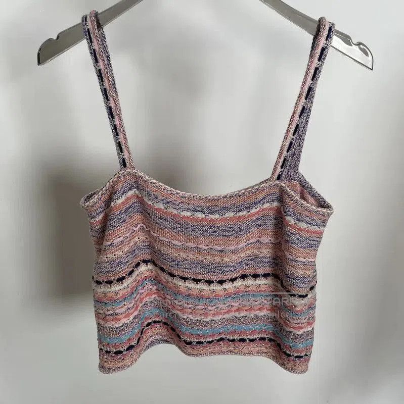Chanel Chanel Summer Pink Striped Sleeveless Top . Size M / US 6-8 / IT 42-44 - 2 Thumbnail