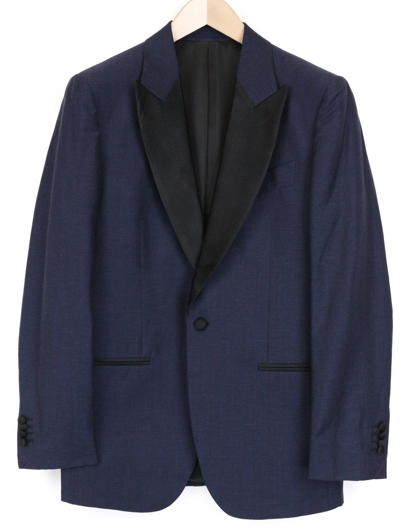 VERONA UK36R Blue Wool Linen Tuxedo Blazer 75754