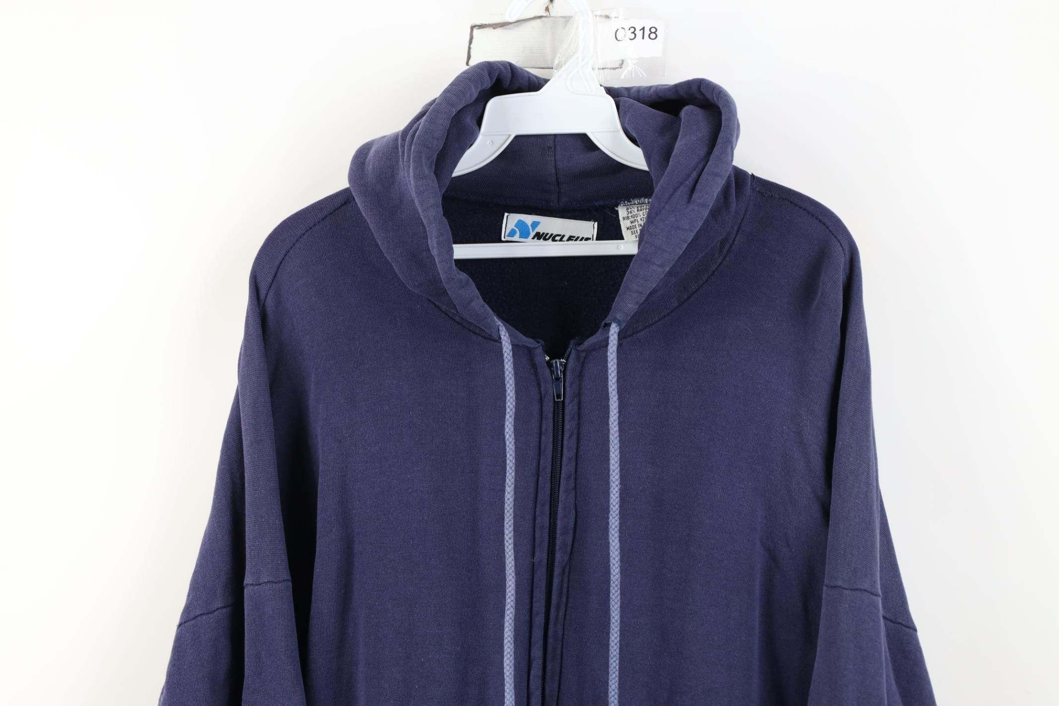 Vintage Vintage 90s Streetwear Blank Full Zip Hoodie Sweatshirt Blue Size US XL / EU 56 / 4 - 2 Thumbnail