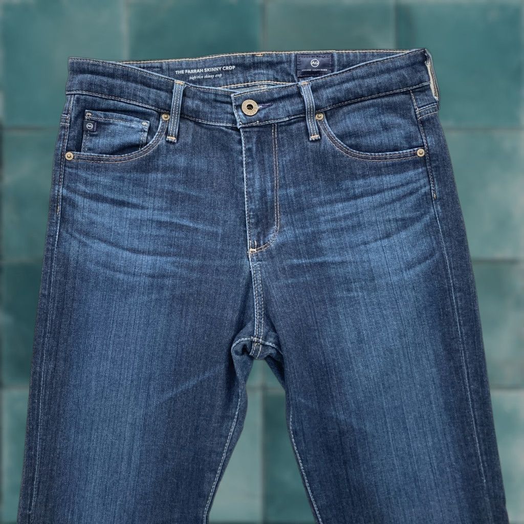Farah AG Adriano Goldschmied The Farrah Skinny Crop Women's 27 Dark Blue Denim Jeans Size 27" / US 4 / IT 40 - 1 Thumbnail