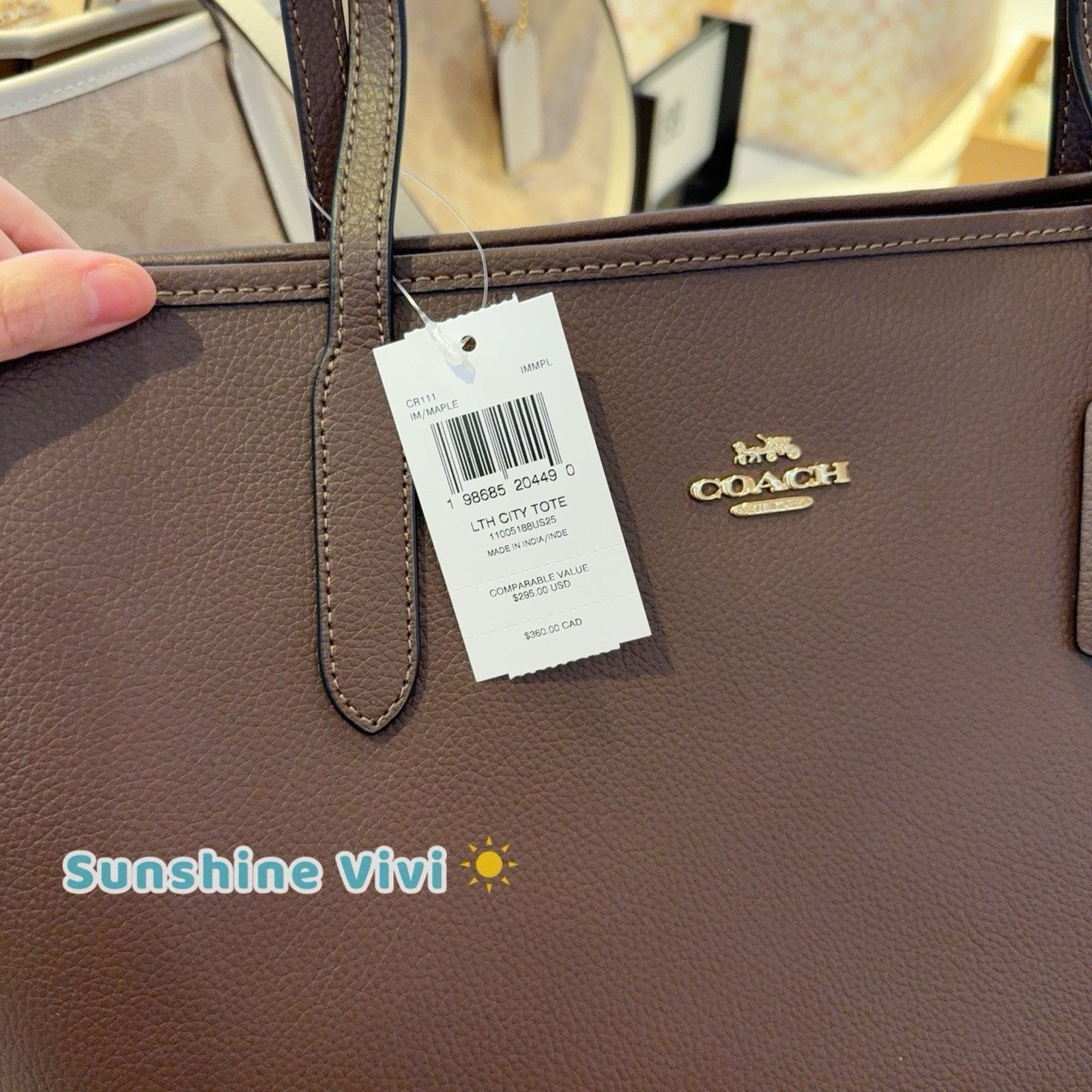 Coach NWT Coach CR111 Leather City Tote Shoulder Bag Maple Size ONE SIZE - 4 Thumbnail