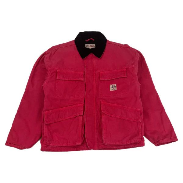 image of Stussy Work Wear Jacket in Pink/Black, Women's (Size Small)