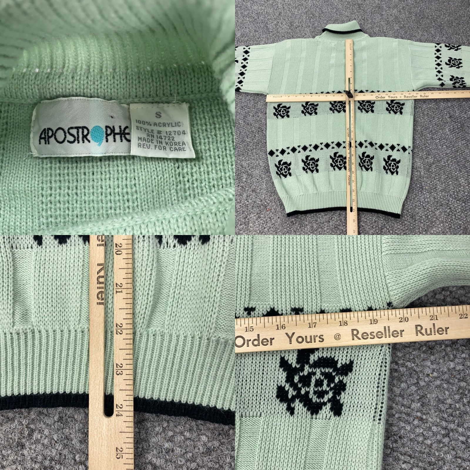 Vintage VINTAGE Apostrophe Sweater Womens Small Green Turtleneck Floral Knit Pullover 90s Size S / US 4 / IT 40 - 8 Thumbnail