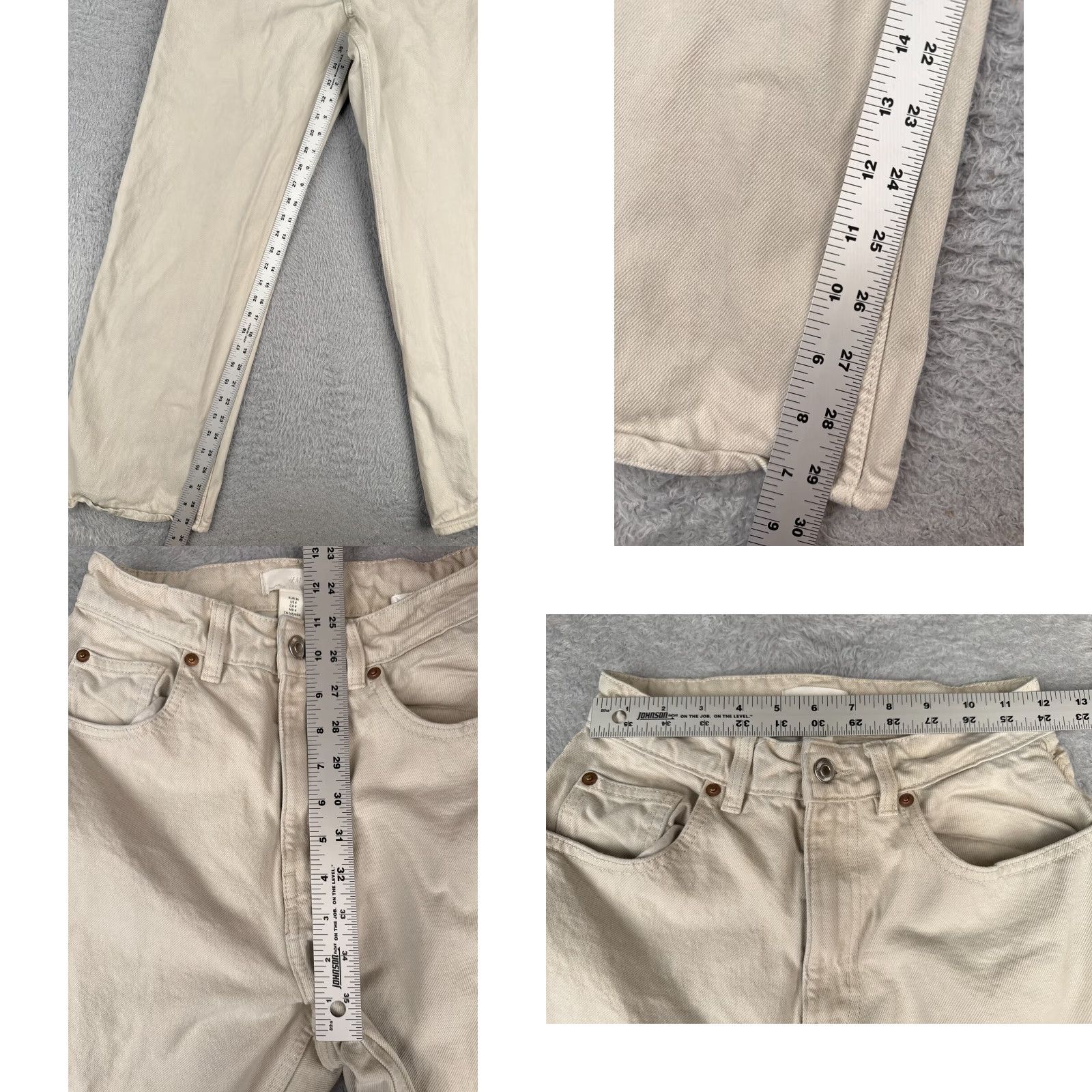 H&M H&M Jeans Womens 4 Beige Denim Wide Leg High Rise 100% Cotton Casual Vintage No Size 27" / US 4 / IT 40 - 8 Thumbnail