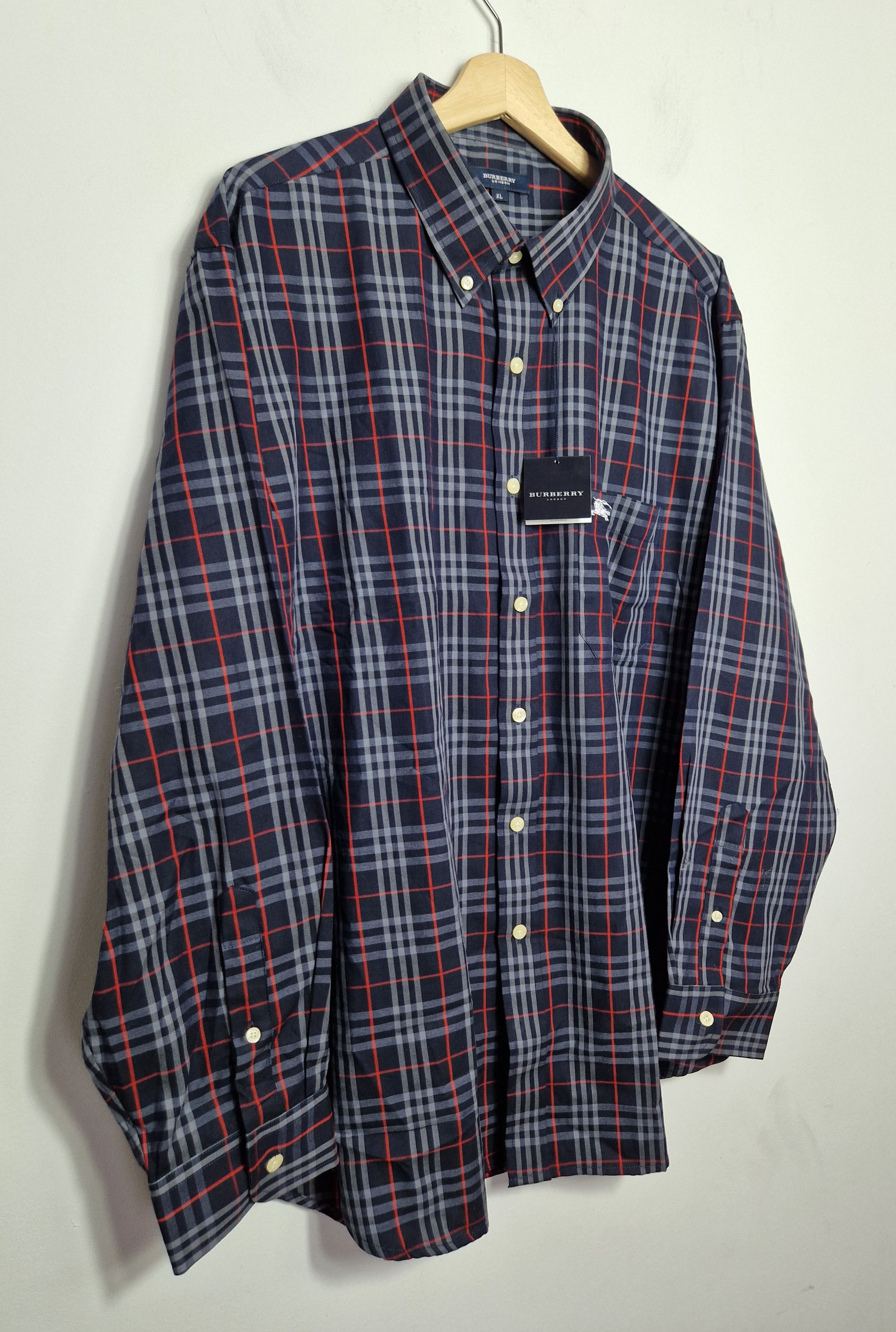 Burberry × Vintage Burberry vintage DSWT navy nova check shirt Size US XL / EU 56 / 4 - 2 Thumbnail