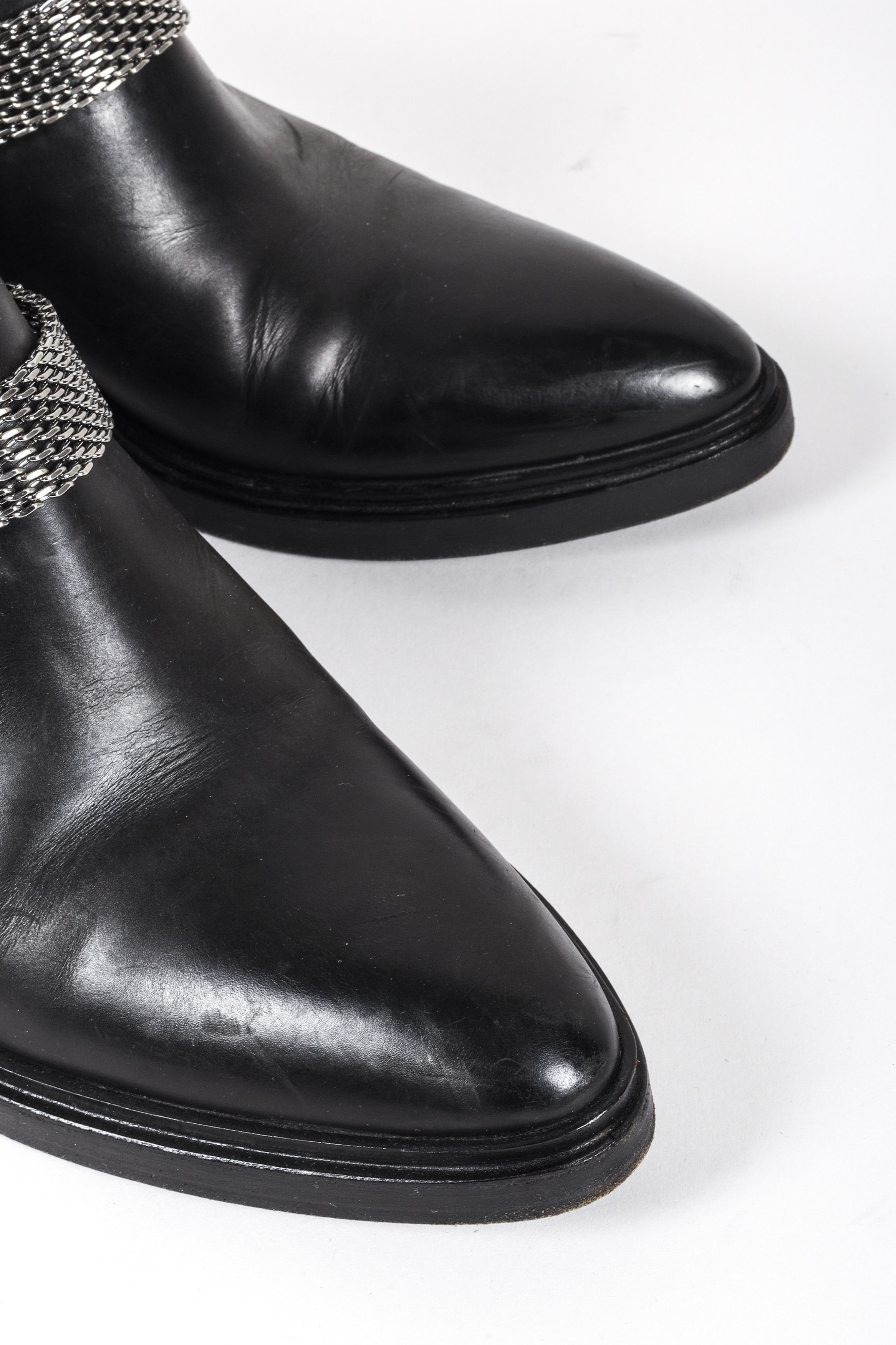 Sartore Black Leather Western Ankle Boots