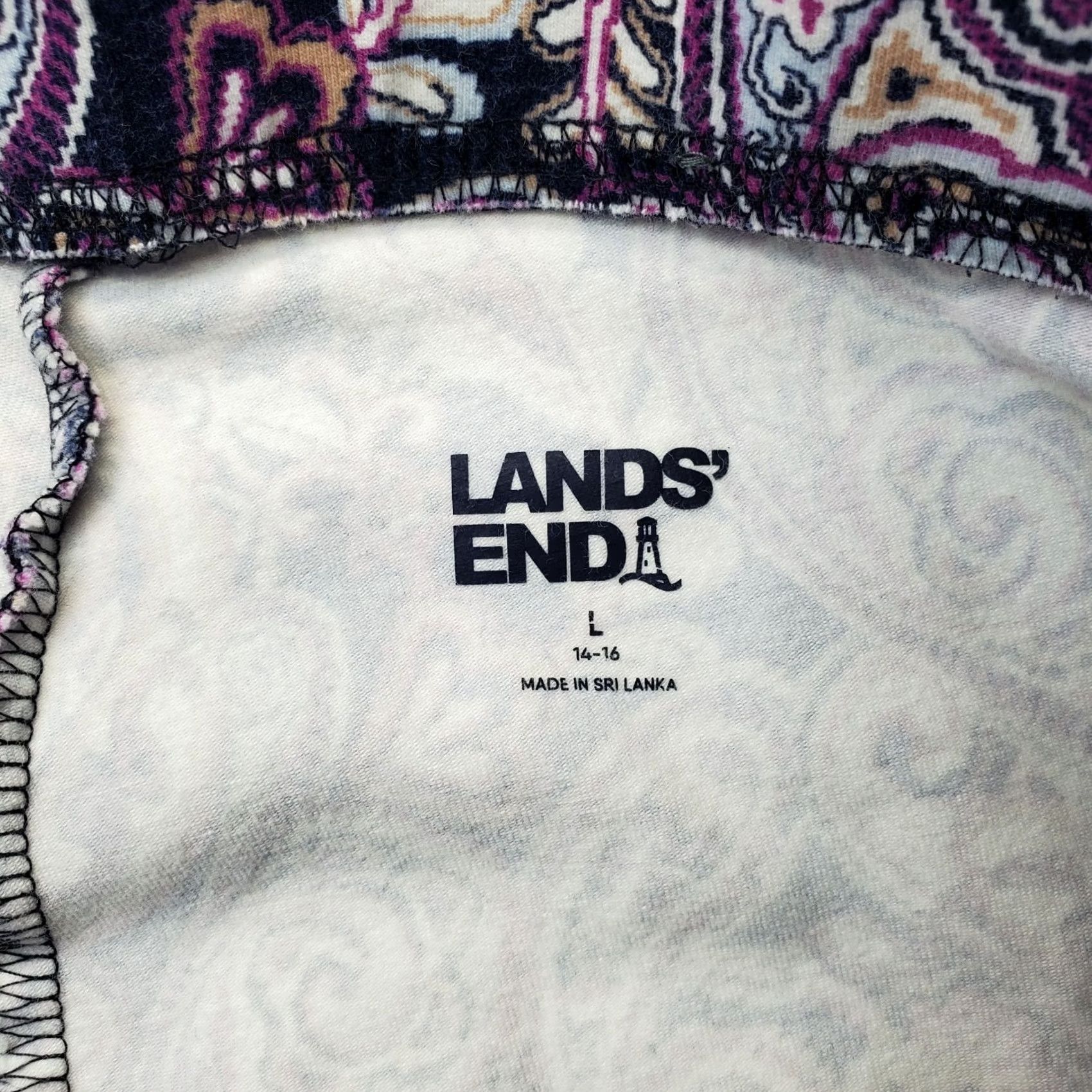 Lands' End Lands' End Womens L Leggings Multi Paisley Print High Waist Shaping Skinny Stretch Size 36" / US 14 / IT 50 - 7 Thumbnail