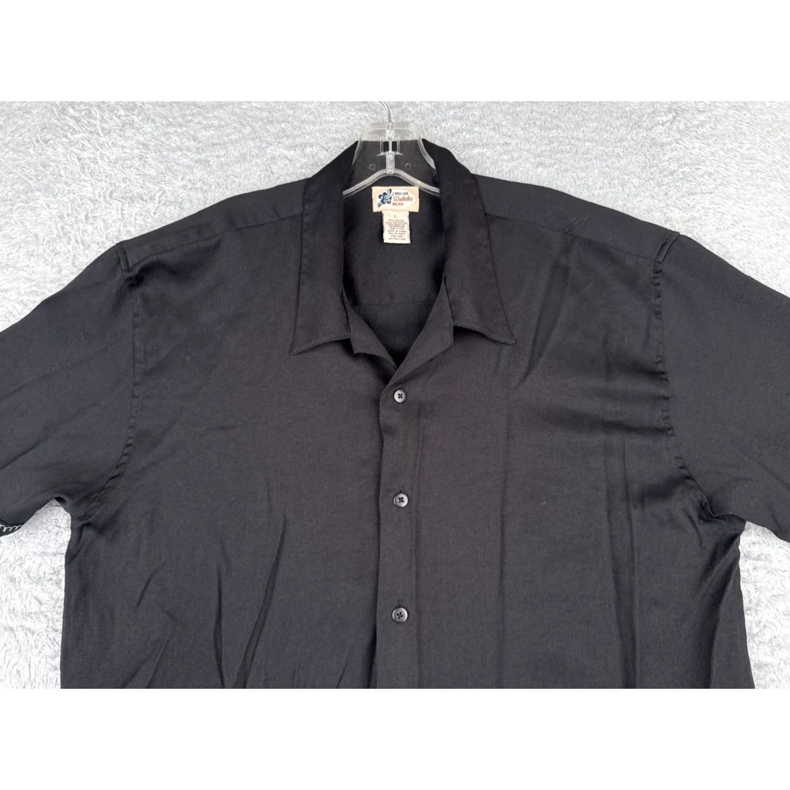 Cherokee VINTAGE Cherokee Waikiki Wear Shirt Men's Hawaiian Button-Up Adult Large Black Rayon Blend Size US L / EU 52-54 / 3 - 4 Thumbnail