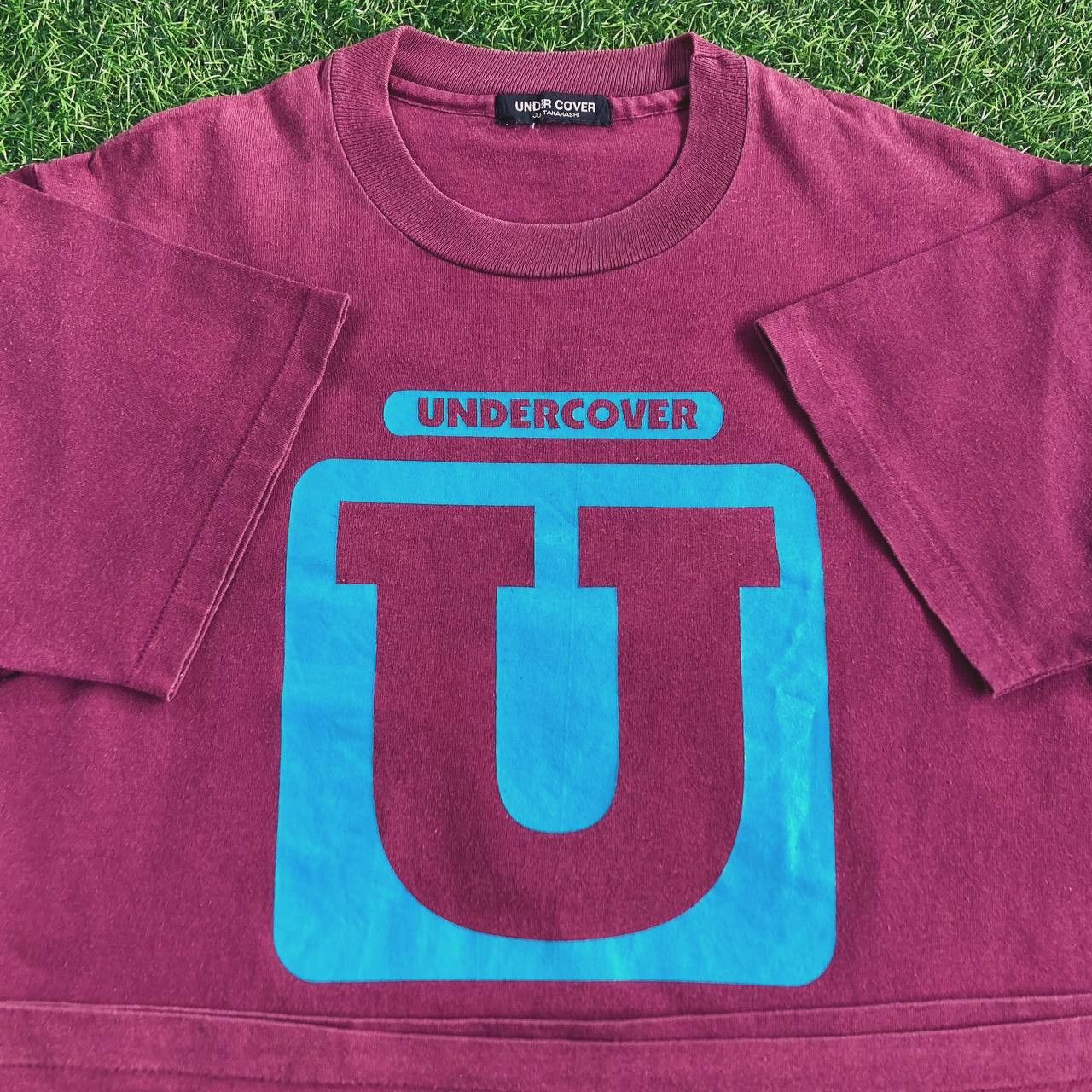 image of 1995 Undercover U Logo College Tee in Wine, Men's (Size Medium)