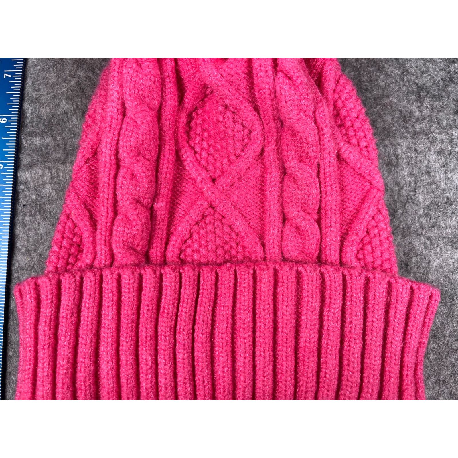 Vintage West Loop Beanie Women One Size Pink Knit Rayon Blend Stretch Ski Pom Size ONE SIZE - 2 Thumbnail