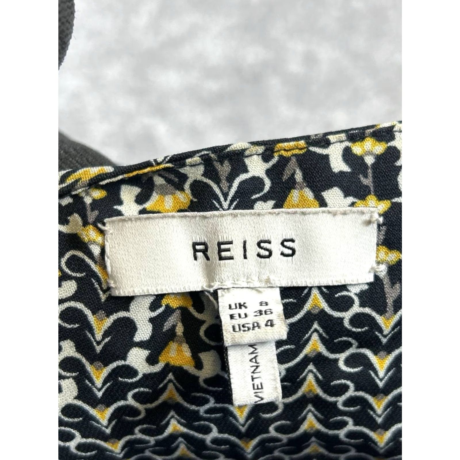 Reiss VINTAGE Reiss Shirt Womens 8 Black Yellow White Blouse Size M / US 6-8 / IT 42-44 - 3 Thumbnail