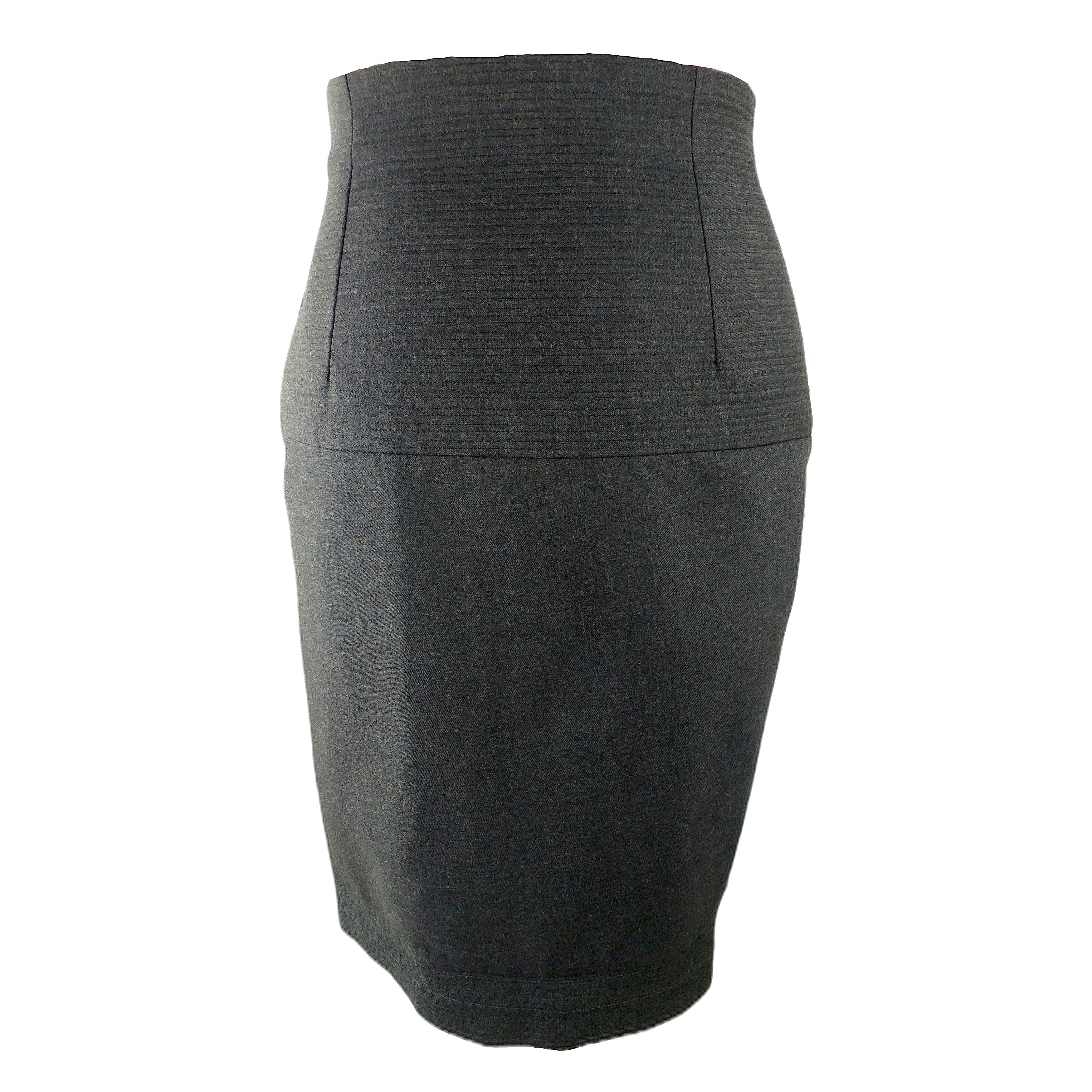 Versace 90s Vintage Draped Wool Pencil Skirt Size 28" / US 6 / IT 42 - 3 Thumbnail