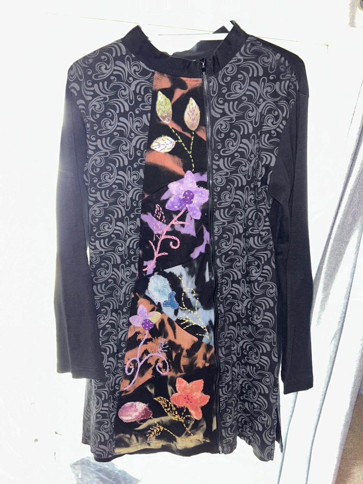 Vintage Vintage Black Flower Zipup Size L / US 10 / IT 46 - 1 Preview