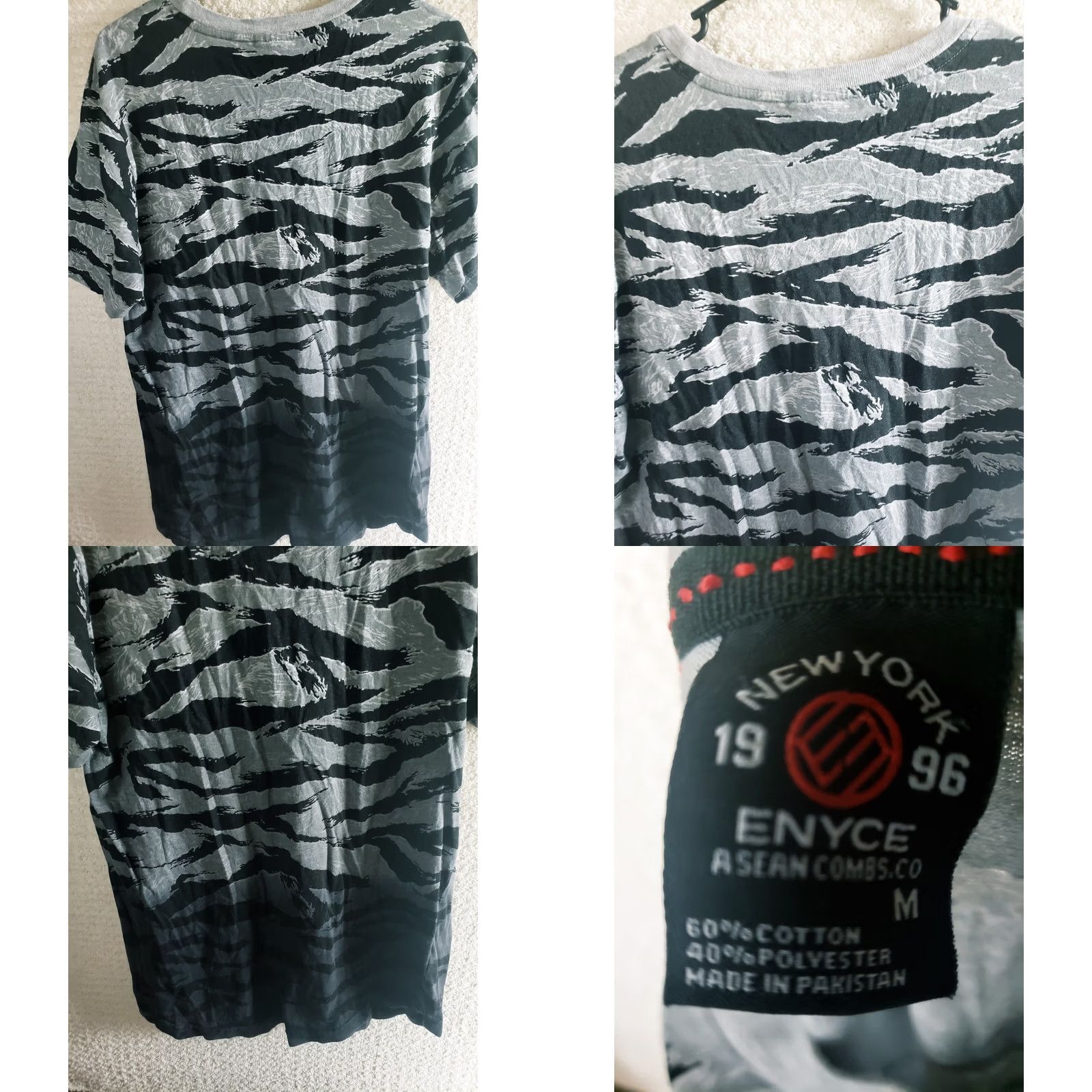 Enyce VINTAGE enyce T-Shirt Adult M Black Silver Fade Metallic Tiger Stripe Graphic Tee 90s Mens Size US M / EU 48-50 / 2 - 8 Thumbnail
