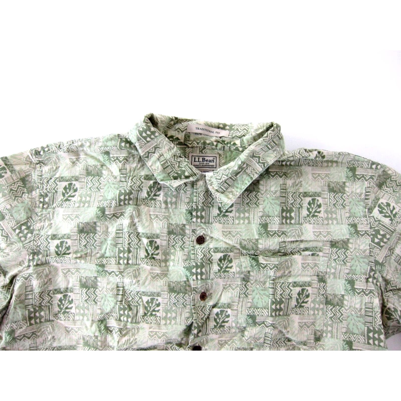 Vintage Vtg L.L. Bean Cotton Green Floral Hawaiian Short Sleeve Traditional Fit Shirt XL Size US XL / EU 56 / 4 - 4 Thumbnail