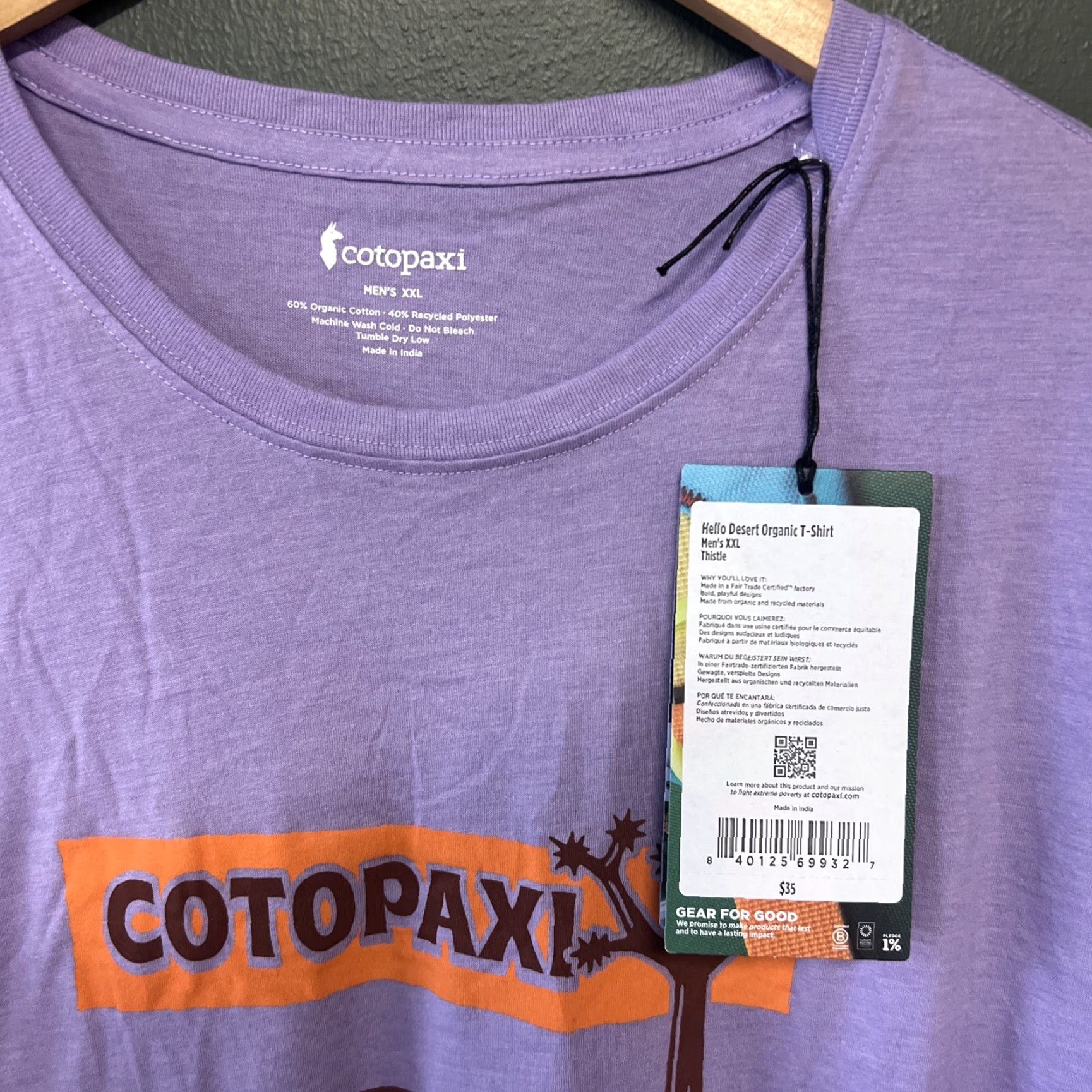 Cotopaxi VINTAGE Cotopaxi Mens Hello Desert Purple NWT Shirt 2XL XXL Short Sleeve Purple Mens T-Shirt Size US XXL / EU 58 / 5 - 2 Thumbnail