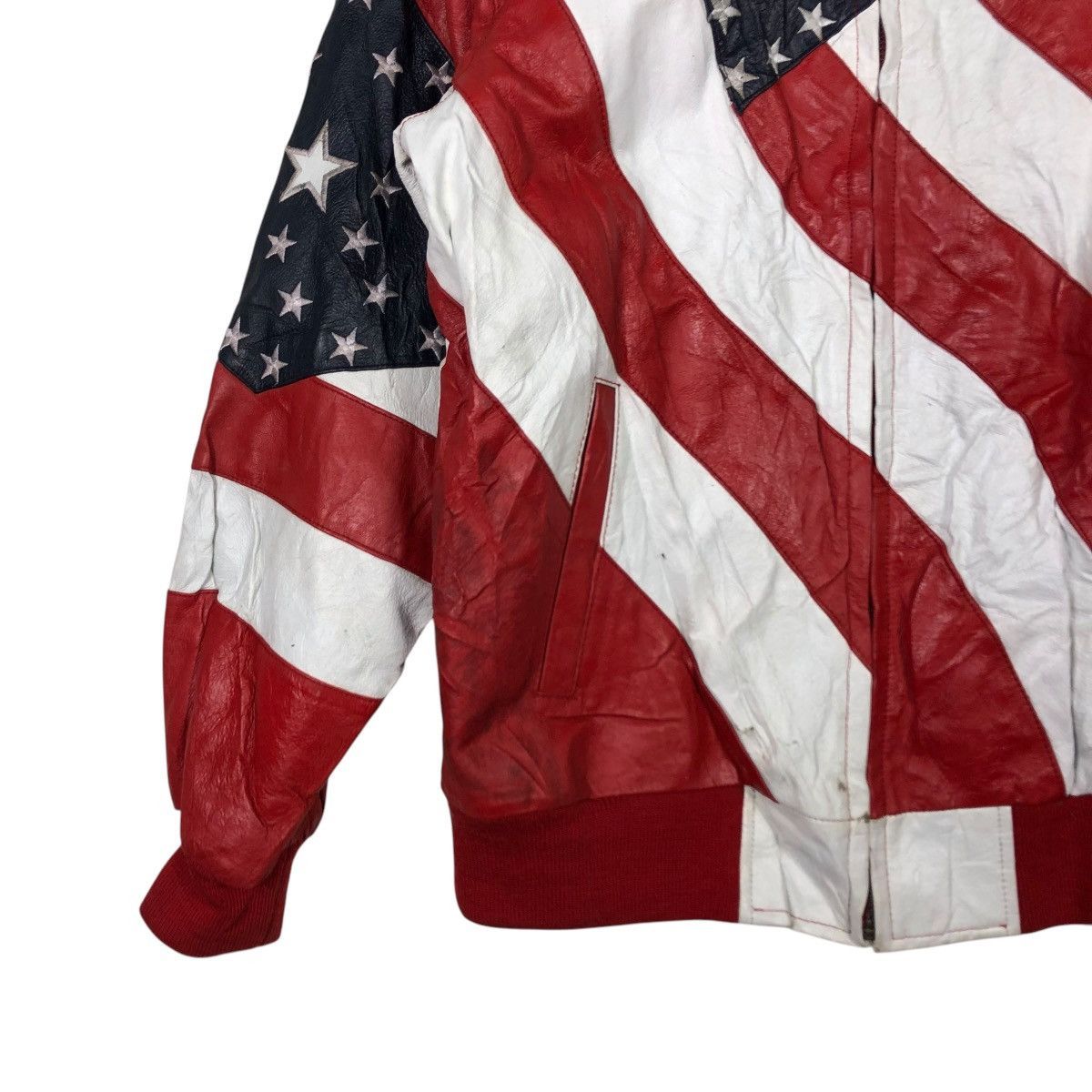 Michael Hoban 🔥VINTAGE LEATHER JACKET BOMBER MICHAEL HOBAN USA FLAG Size US M / EU 48-50 / 2 - 5 Thumbnail