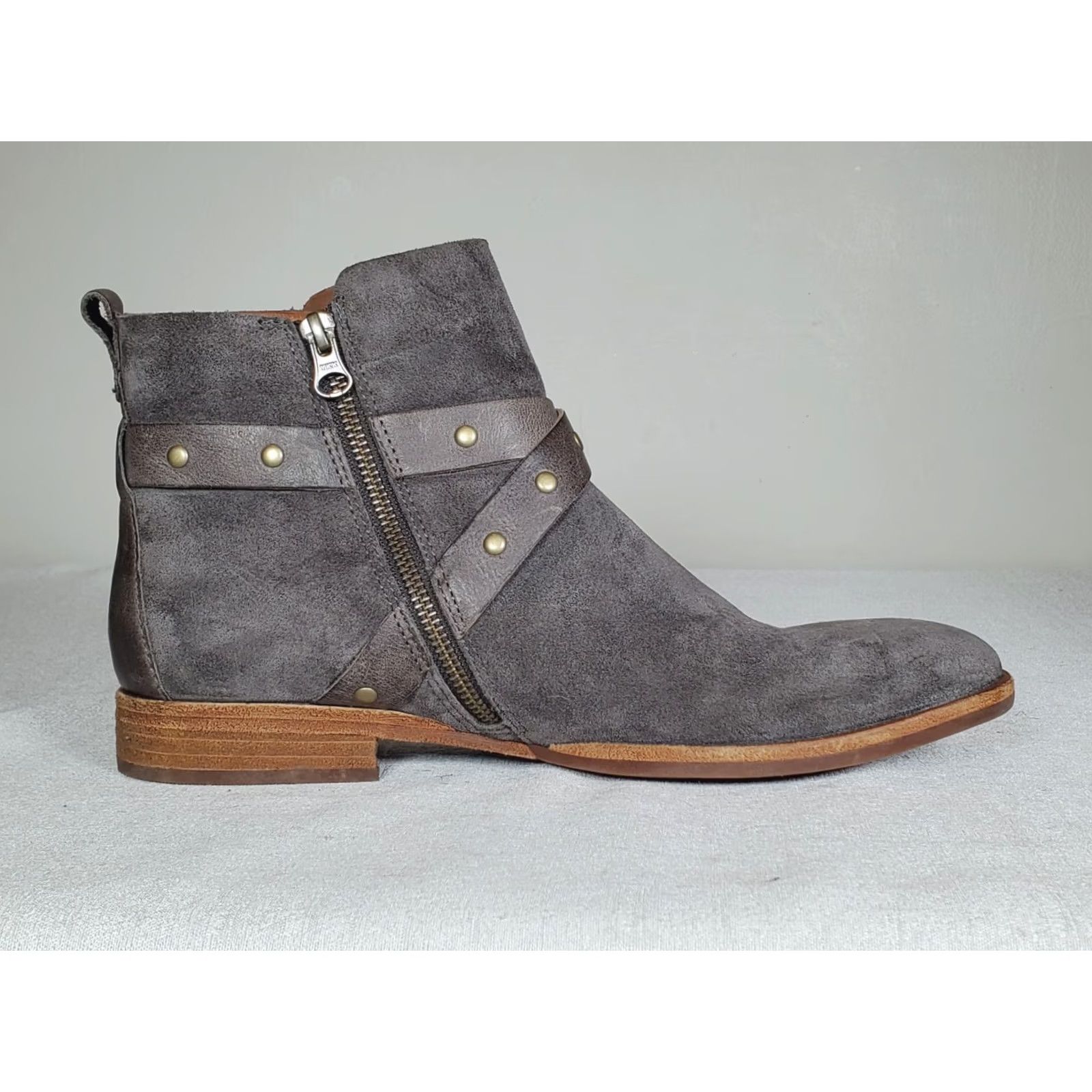 Vintage Kork Ease Kanai Boots K69038 Gray Suede Leather Side Zip Ankle Womens US 9.5 M Size US 10 / IT 40 - 4 Thumbnail