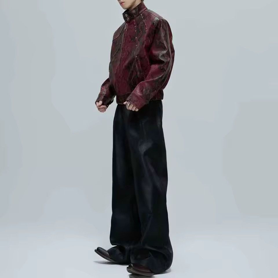 Leather Streetwear Python Texture PU Leather Loose Jacket Size US XL / EU 56 / 4 - 9 Thumbnail