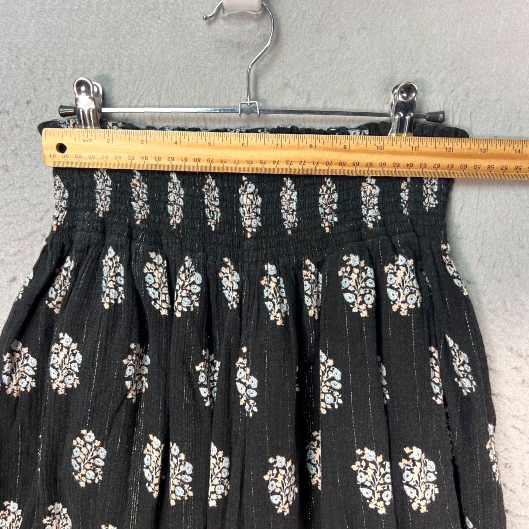 Rebecca Taylor Rebecca Taylor La Vie Womens Small Black Floral Smocked Waist Wide-Leg Pants 100% Cotton Size 28" / US 6 / IT 42 - 5 Thumbnail