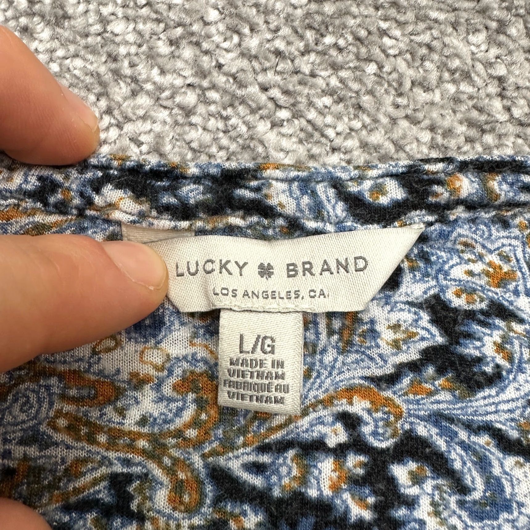 Lucky Brand Lucky Brand Blouse Tunic Womens Large Multicolor Paisley Long Sleeve Henley Top Size L / US 10 / IT 46 - 6 Thumbnail