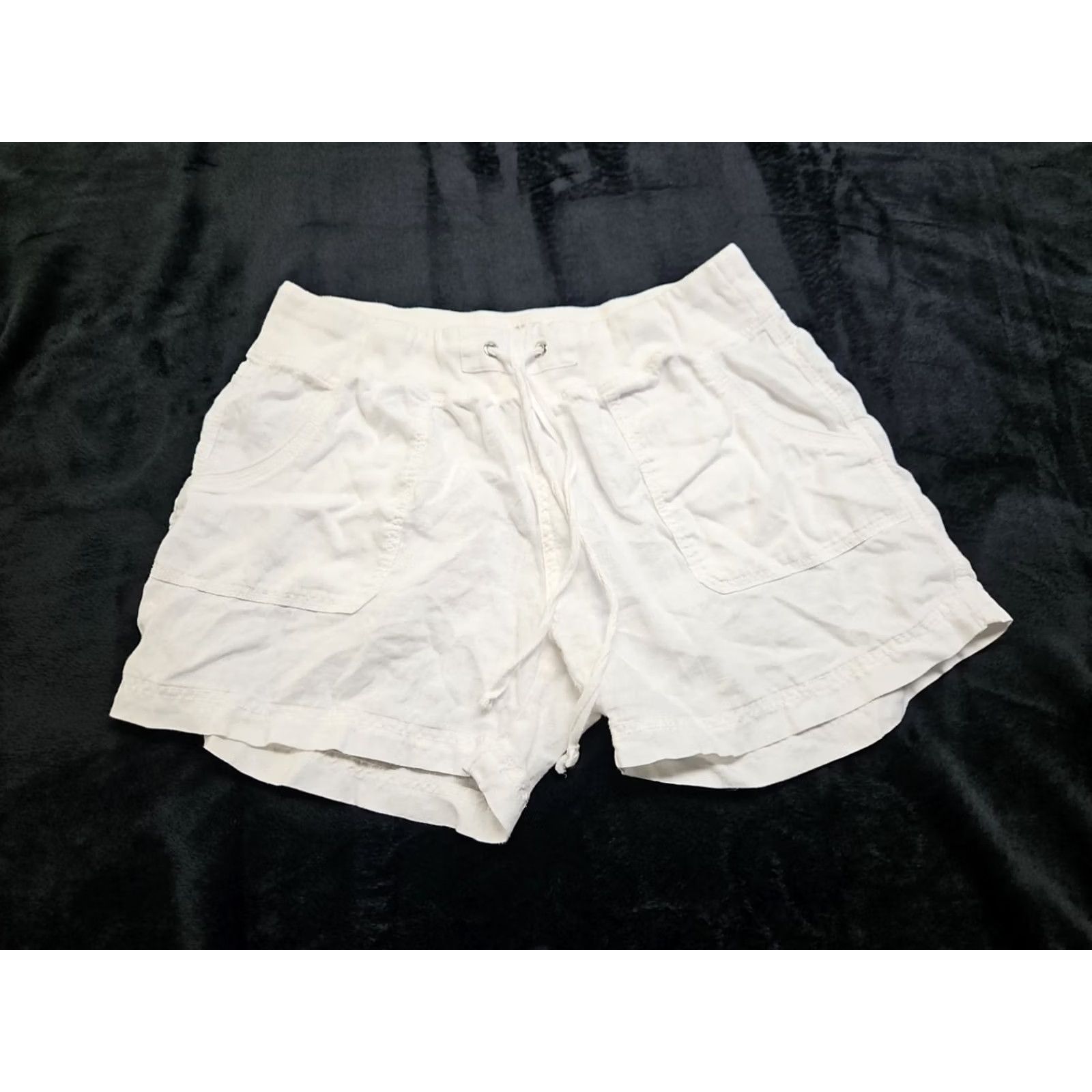 Calvin Klein Calvin Klein Womens Casual Linen Drawstring Shorts Elastic Waist White M Size 32" / US 10 / IT 46 - 3 Thumbnail