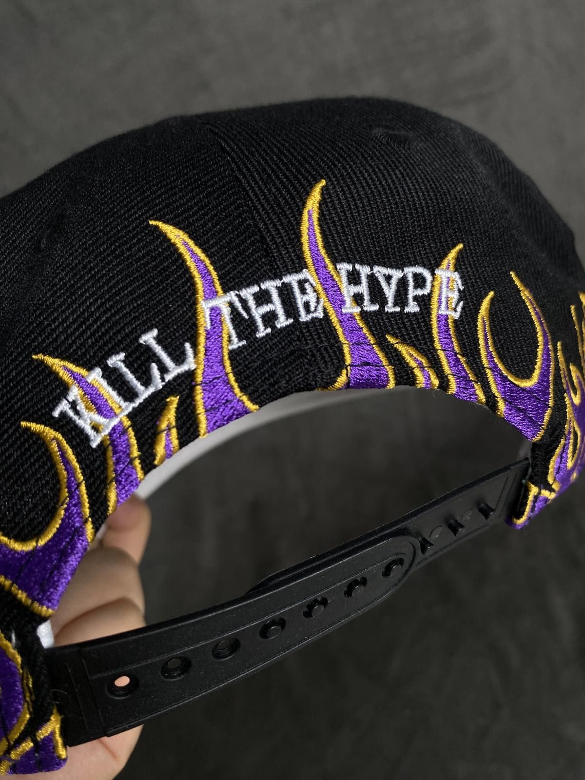 Japanese Brand Kill The Hype LA Lakers Purple Gold Flames Snapback Hat Size ONE SIZE - 6 Thumbnail