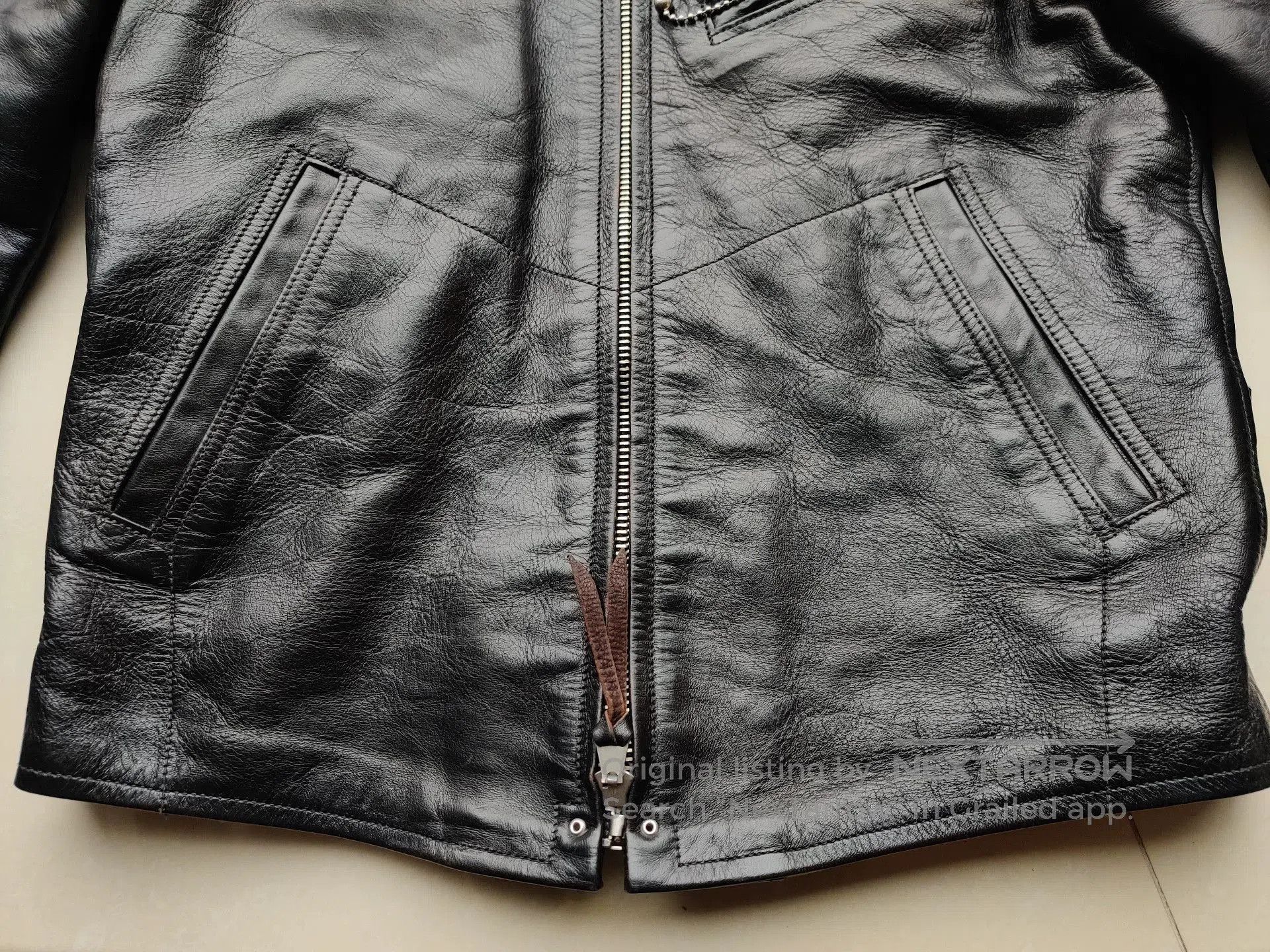 Freewheelers black leather jacket with snowflake pattern. Size US S / EU 44-46 / 1 - 7 Thumbnail