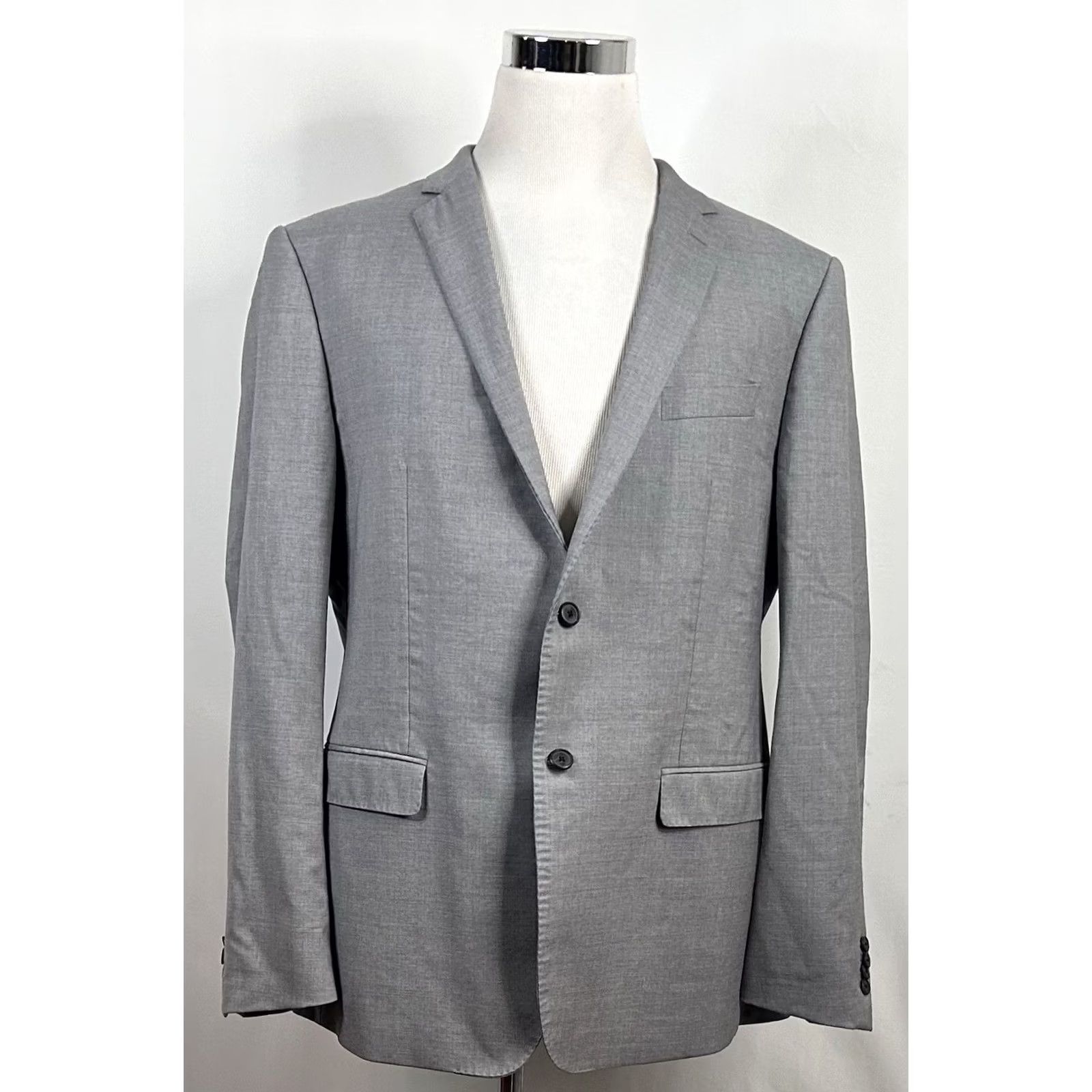 Banana Republic Banana Republic Sport Coat Gray Wool 46L Two-Button Double Vented Notch Lapel +Jacket Front Style Size US XS / EU 42 / 0 - 2 Thumbnail