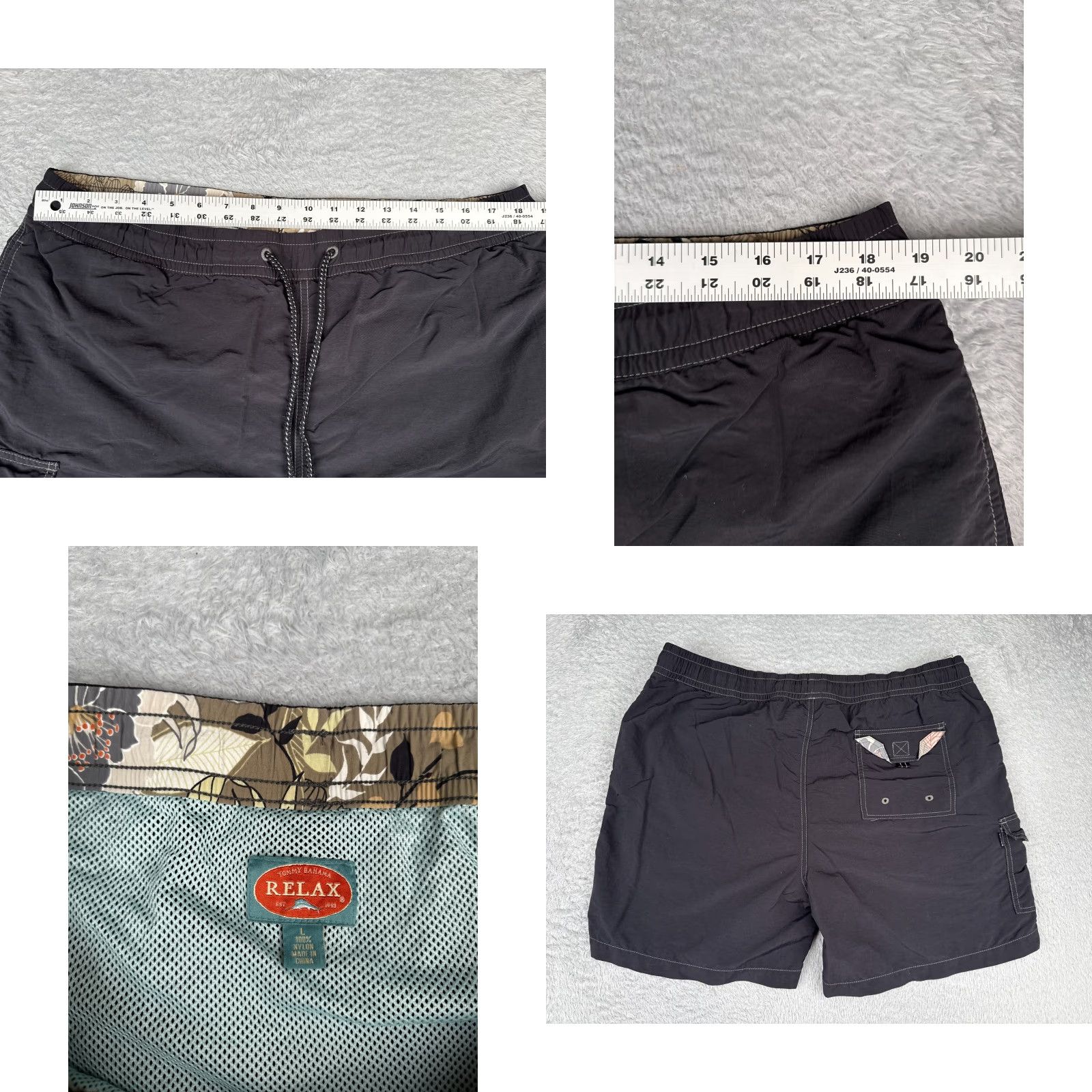 Tommy Bahama Tommy Bahama Swim Trunks Men L Black Solid Nylon Shell Lined Cargo Trunks Relax 7" Mens Black Solid Size US 33 - 8 Thumbnail