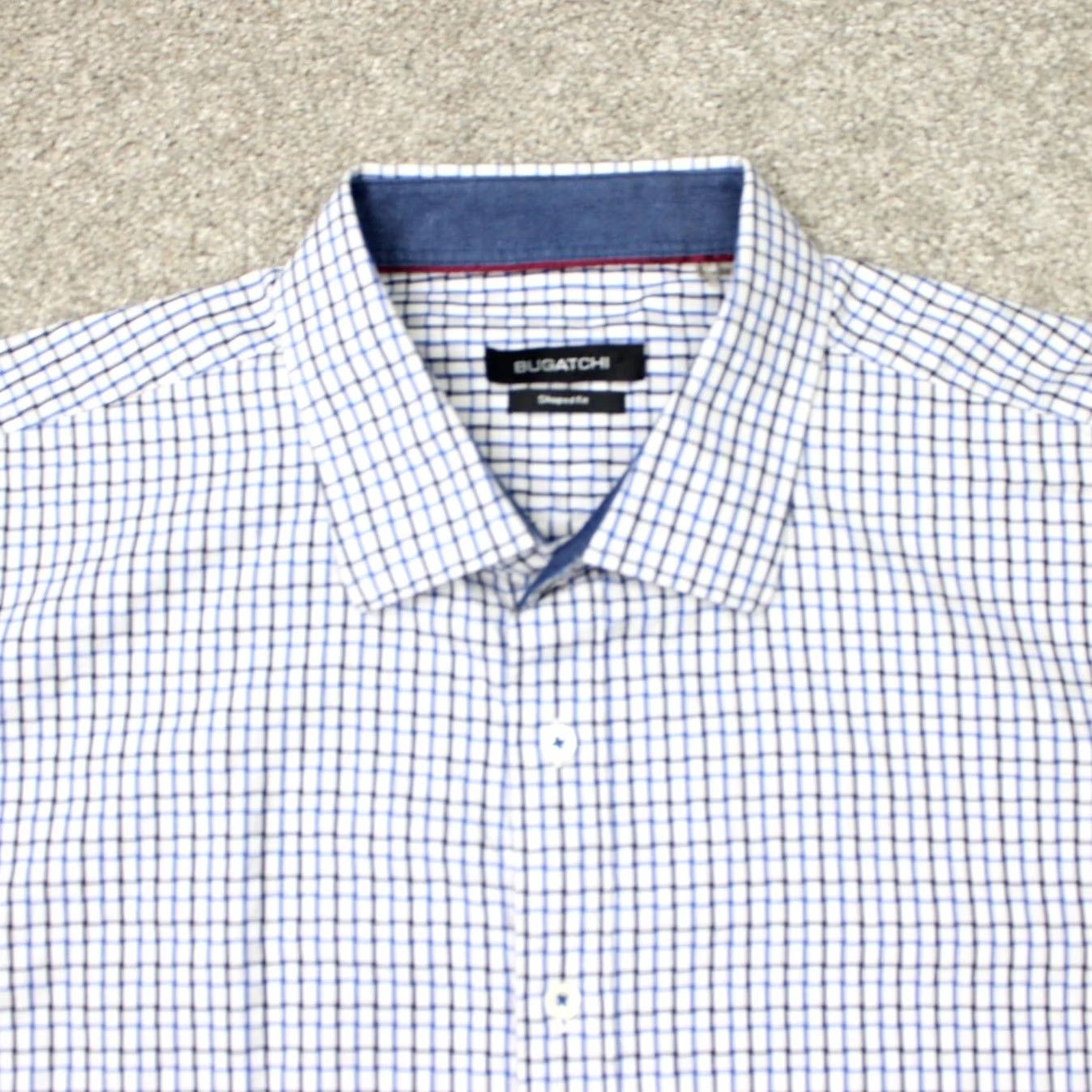 BUGATCHI Bugatchi Uomo Shirt Mens 3XL XXXL Blue Shaped Fit Button-Up Long Sleeve 100% Cotton Classic Plaid Chest 52 in Vintage: No Size US XXL / EU 58 / 5 - 4 Thumbnail