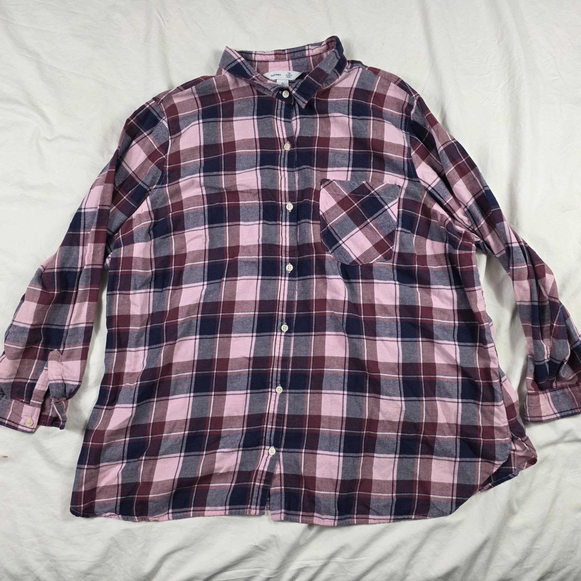 Old Navy Old Navy The Classic Shirt Womens 3X Plus Pink Blue Plaid Bu Size 3XL / US 20-22 - 1 Thumbnail
