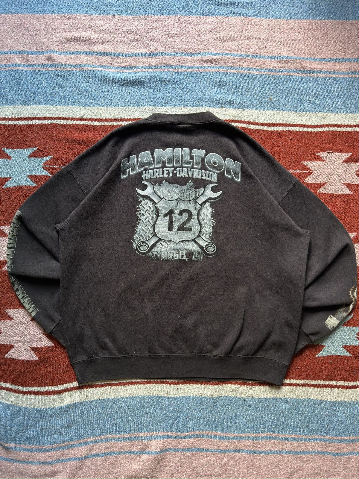 Harley Davidson × Vintage Vintage Y2K Flame Harley Davidson Sweatshirt Size US XL / EU 56 / 4 - 2 Thumbnail