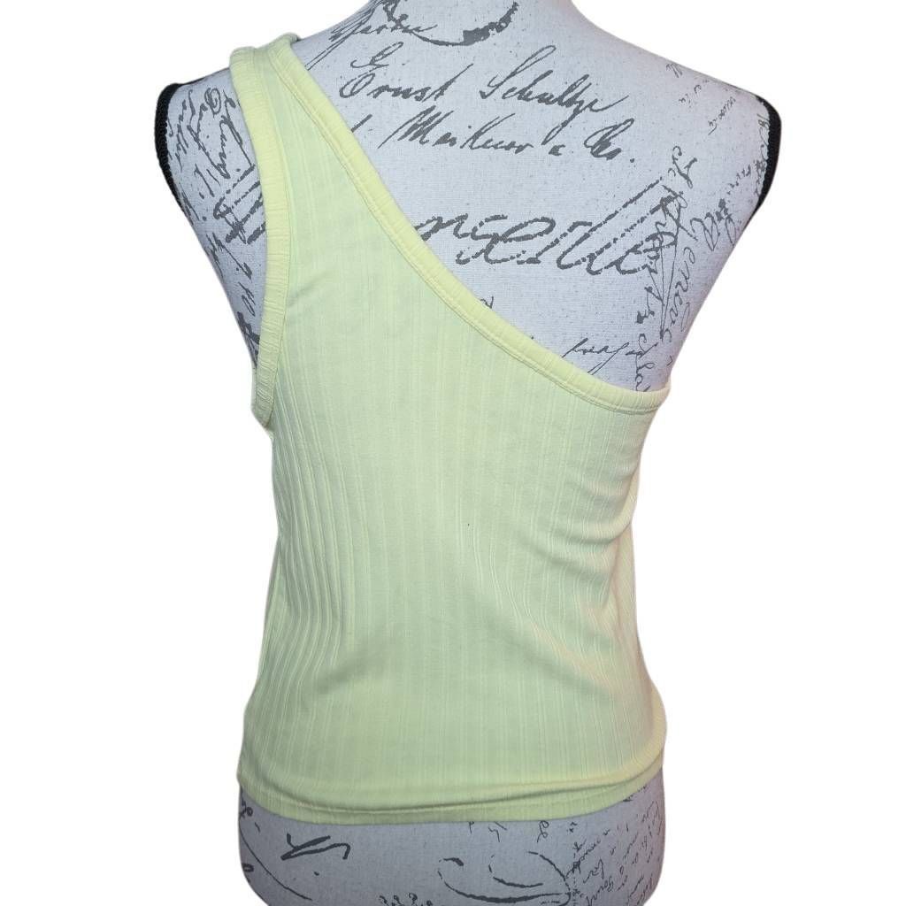 American Eagle Outfitters American Eagle Women's Sz Large Yellow Ribbed One Shoulder T Size L / US 10 / IT 46 - 5 Thumbnail