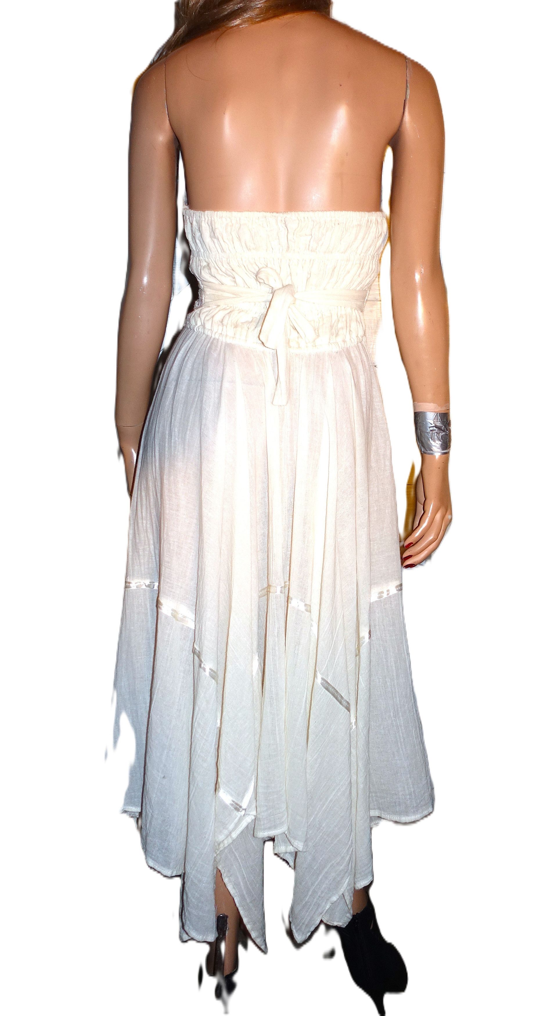 Vintage Vintage White Floral Midi Halter Dress S Size S / US 4 / IT 40 - 6 Thumbnail