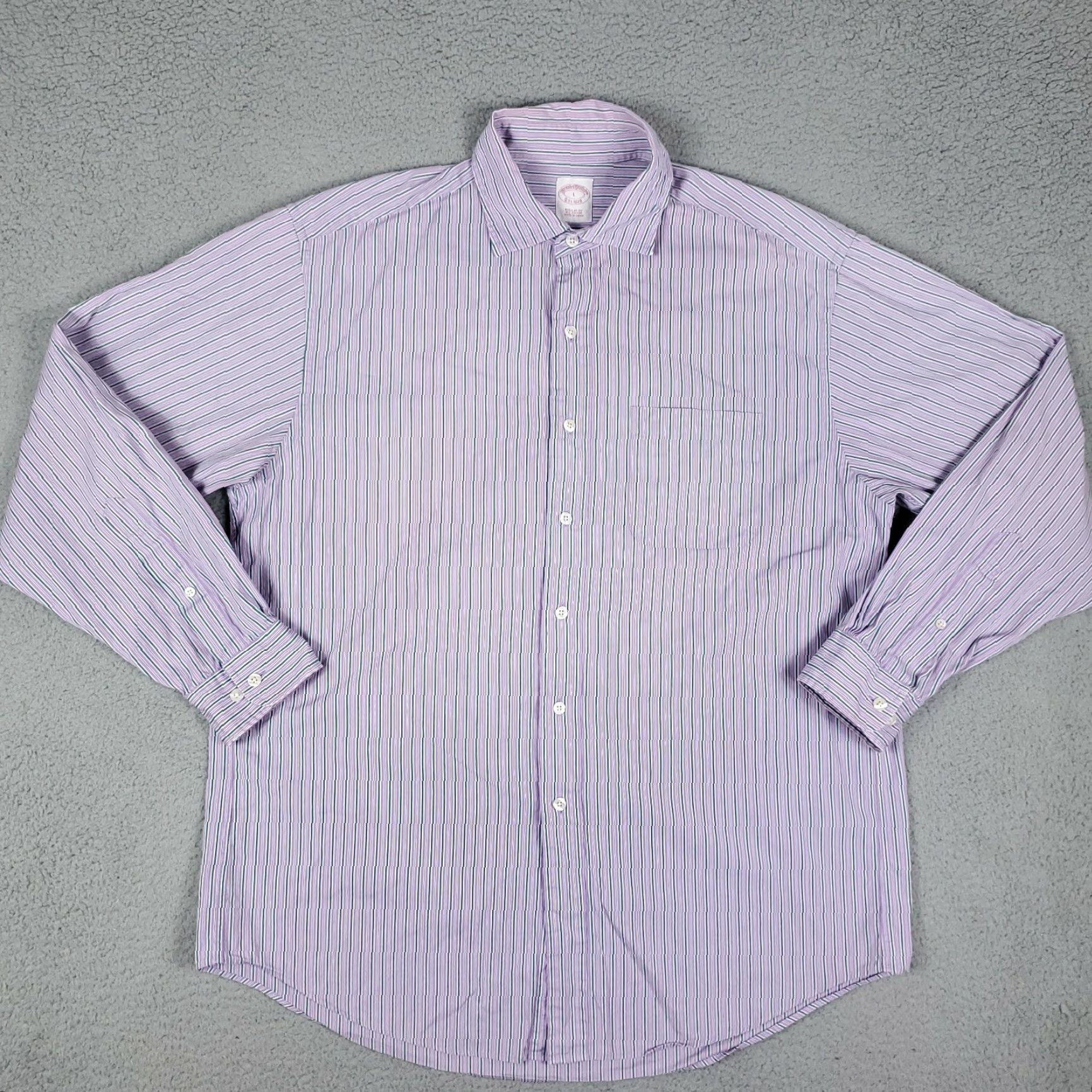 Brooks Brothers VINTAGE Brooks Brothers Purple Striped Button-Up Shirt Large Casual Long Sleeve Mens Size US L / EU 52-54 / 3 - 2 Thumbnail