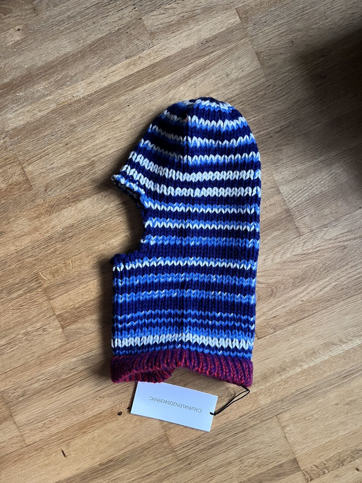 Calvin Klein 205W39NYC Blue Striped Wool Balaclava Size ONE SIZE - 1 Thumbnail