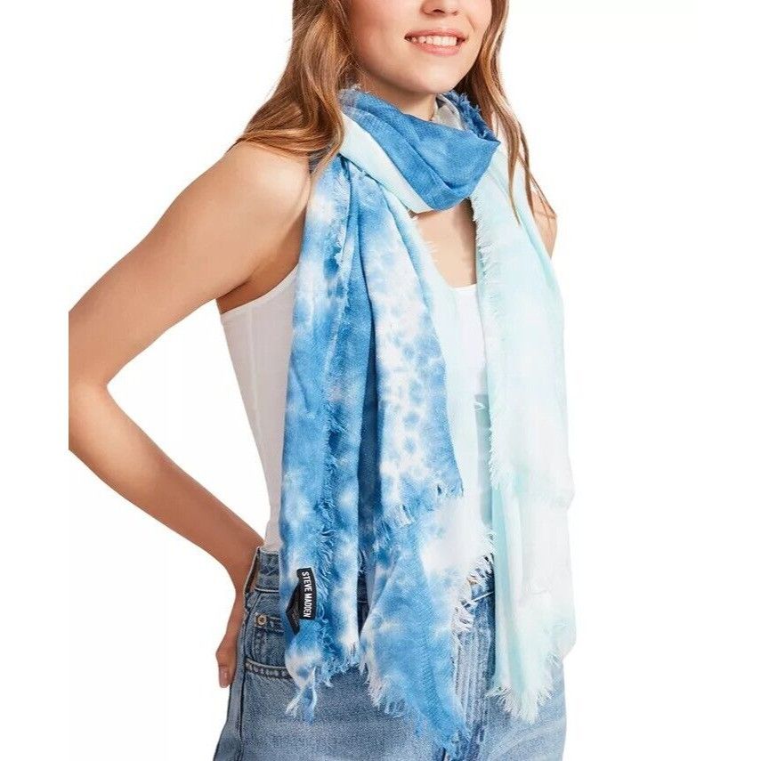 Other Steve Madden Two-Tone Tie-Dyed Scarf, OS, Blue Size ONE SIZE - 1 Thumbnail