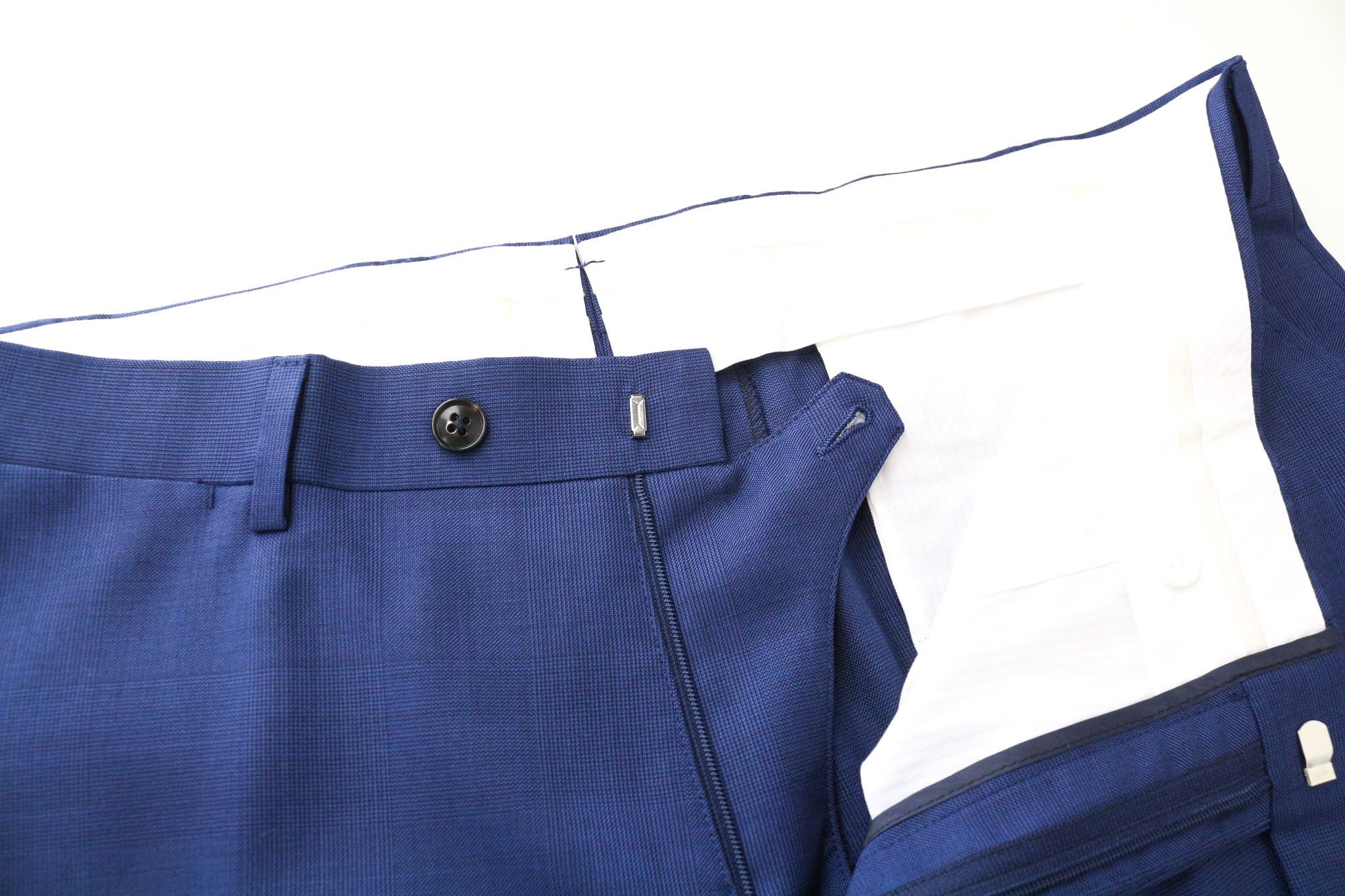 Suitsupply UK44S Mid Blue Slim Glen Check Wool Trousers 76076 Size 44S - 4 Thumbnail