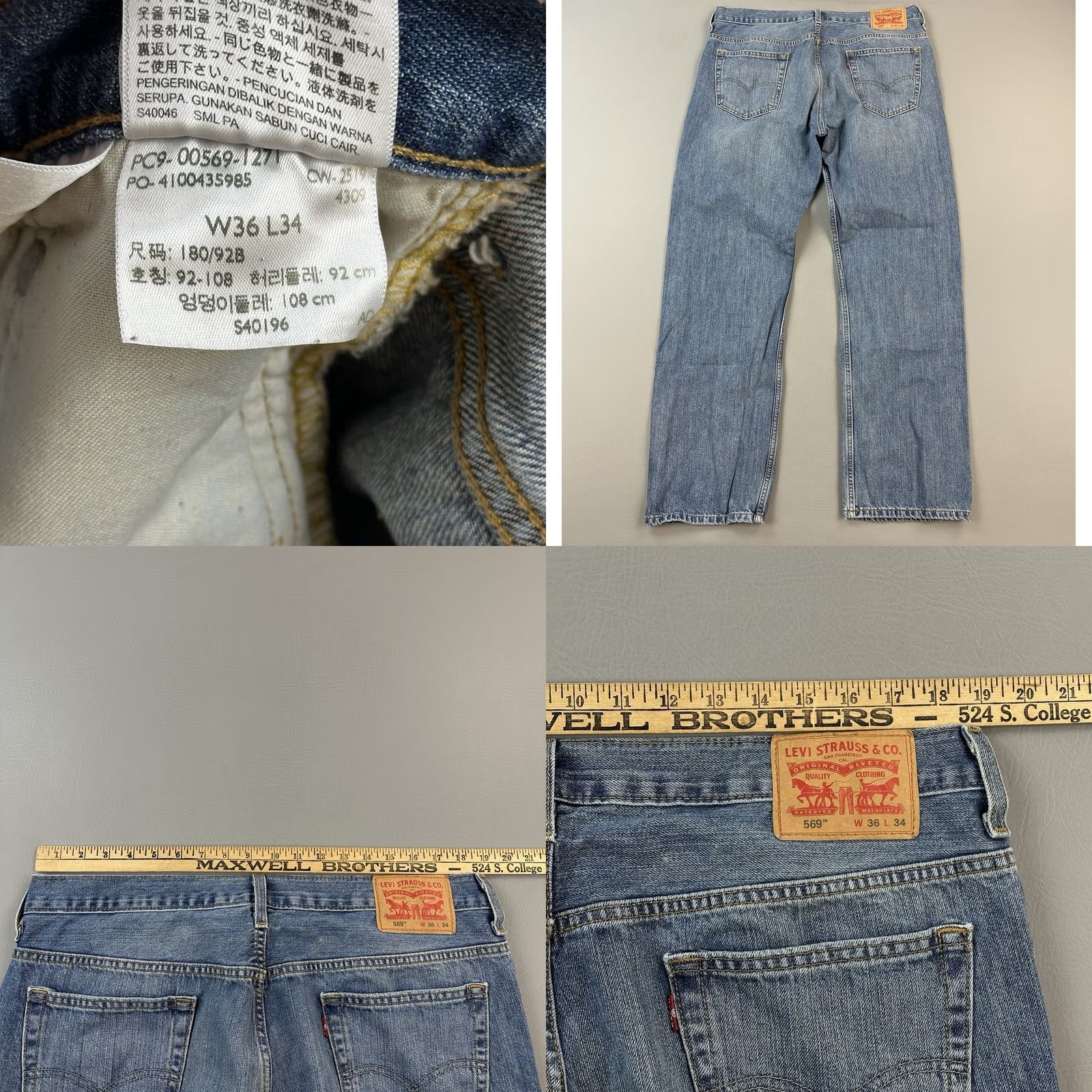 Levi's Levi's 569 Jeans Mens 36x34 38x34 Medium Wash Loose Straight Fit Skate Casual Jeans Size US 36 / EU 52 - 8 Thumbnail