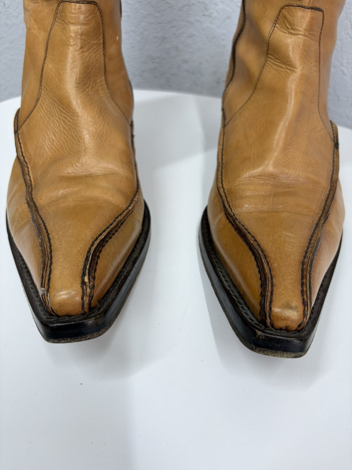 Hedi Slimane Vintage Camel Leather Zip Boots Guidi CCP Rick Owens Style Size US 11 / EU 44 - 10 Thumbnail