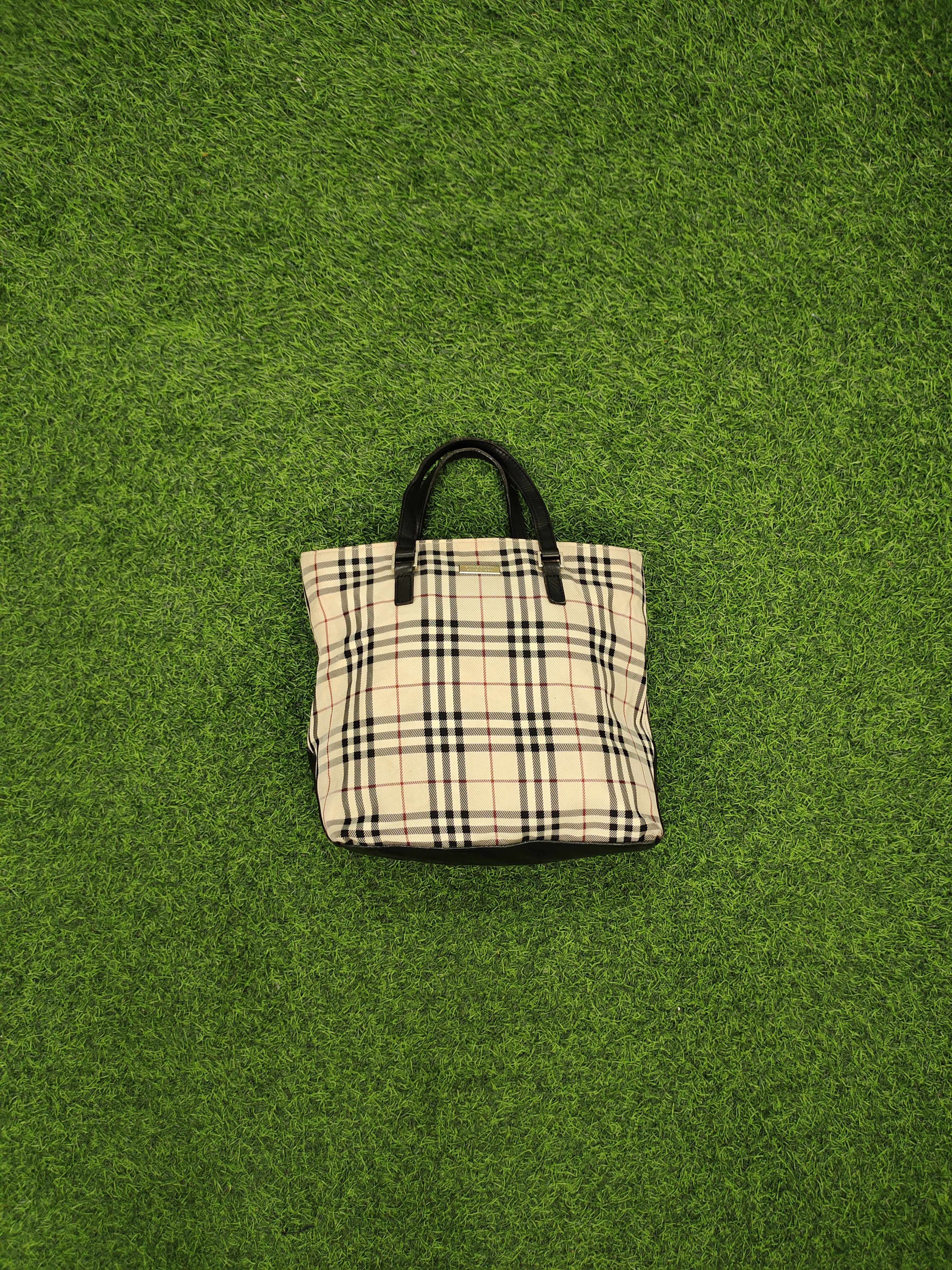Burberry Burberry Blue Label Nova Check Cotton Mix Leather Tote Bag Size ONE SIZE - 4 Thumbnail