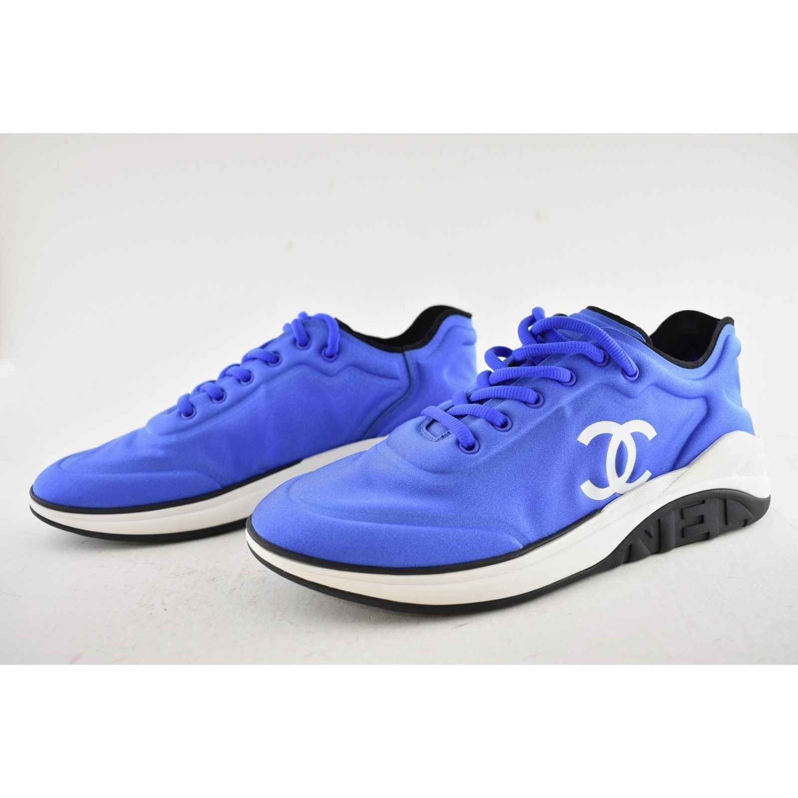 Chanel Chanel Men 19P Blue Lycra White Black CC Logo Lace Low Size US 11 / EU 44 - 10 Thumbnail
