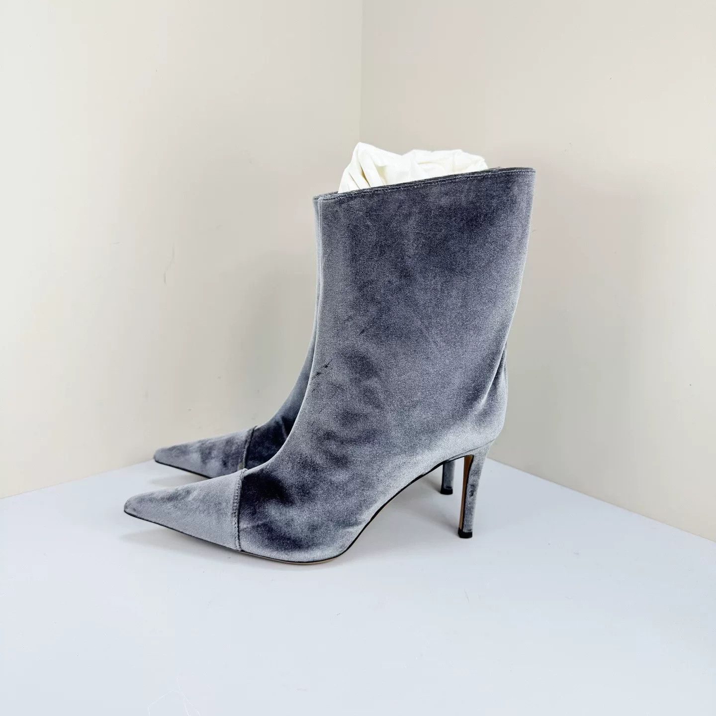 Alexandre Vauthier Alexandre Vauthier Gray Velvet Pointed High Heels Size US 6 / IT 36 - 1 Thumbnail