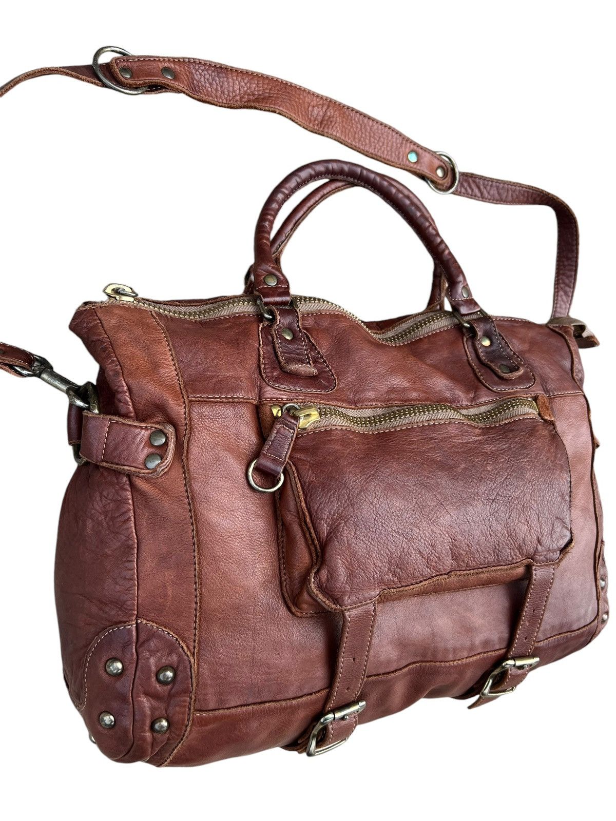 Leather Regalo Tokyo Fade Jerky Patina Leather 2 Way Bag Size ONE SIZE - 8 Thumbnail