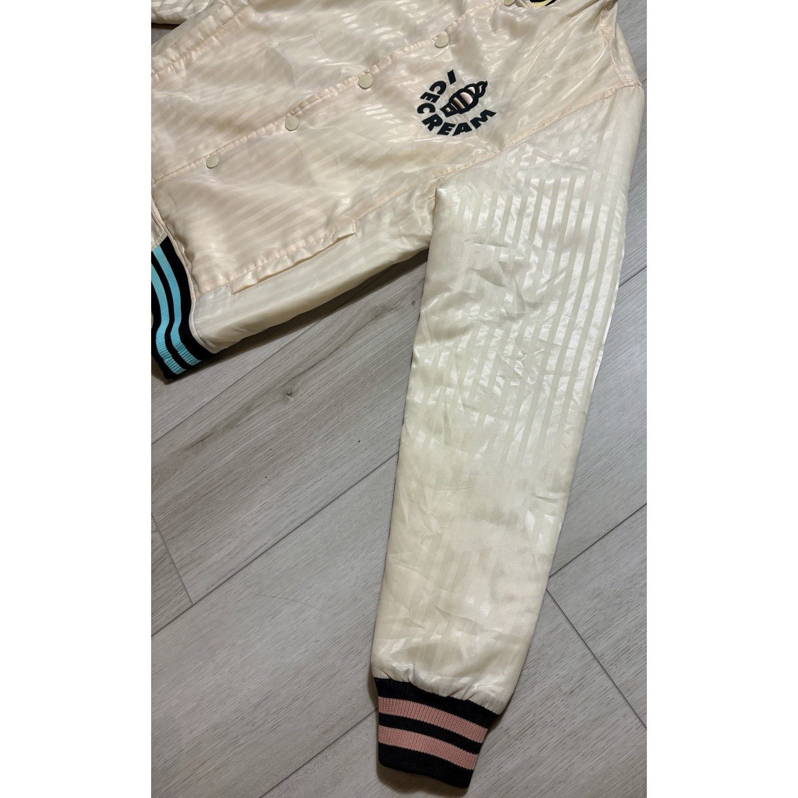 Icecream Ice Cream BBC Satin Varsity Jacket Cream Striped Bomber M Size US M / EU 48-50 / 2 - 11 Thumbnail