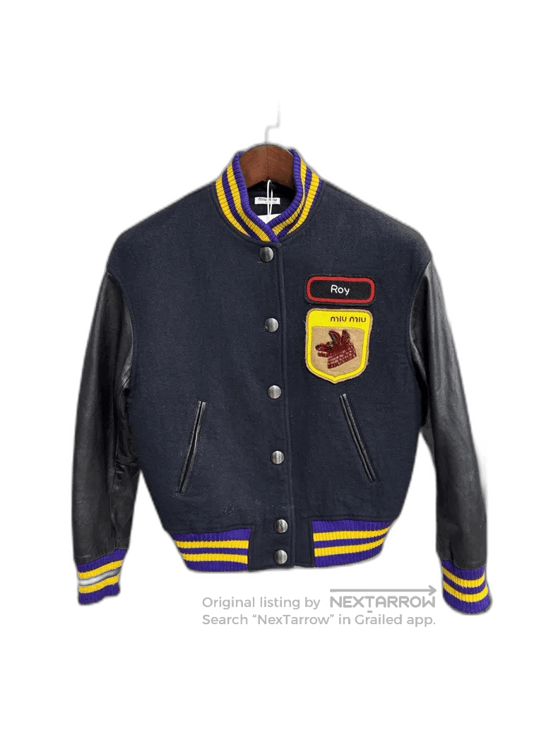 Miu Miu MiuMiu Wool Baseball Jacket with Logo. Size US M / EU 48-50 / 2 - 1 Thumbnail